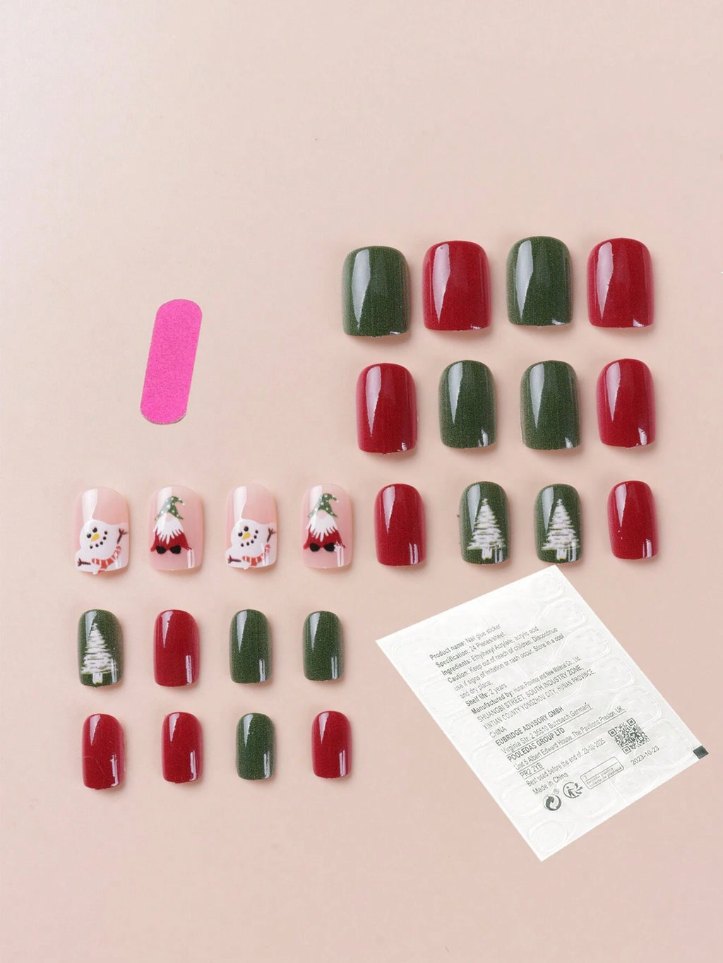 18369 1b-173 Uñas adhesivas diseño Navidad 24 Pzas