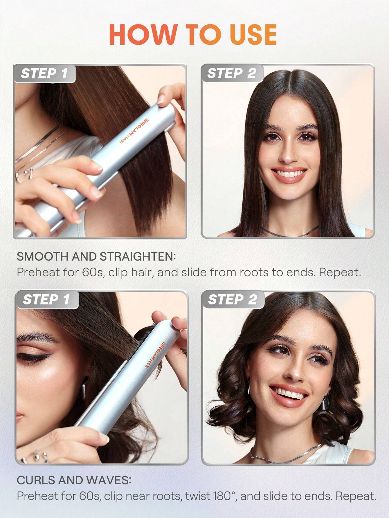 19102 1b-055 SHEGLAM HAIR Mini alisador de cabello 1 Pza