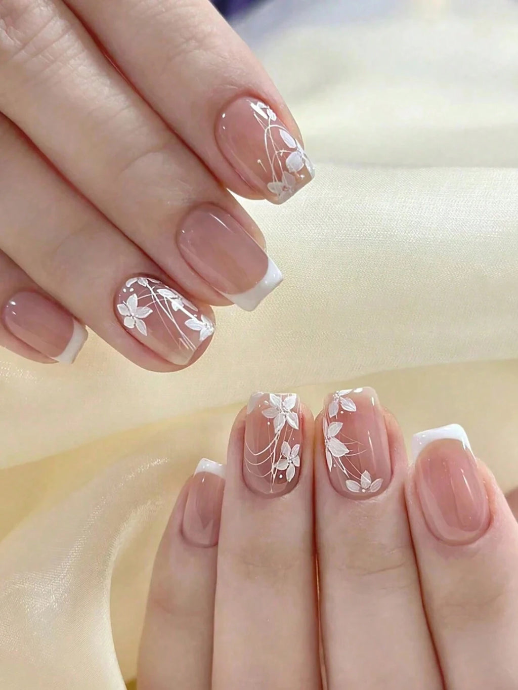 18544 1b-067 Uñas diseño de flor 24 Pzas