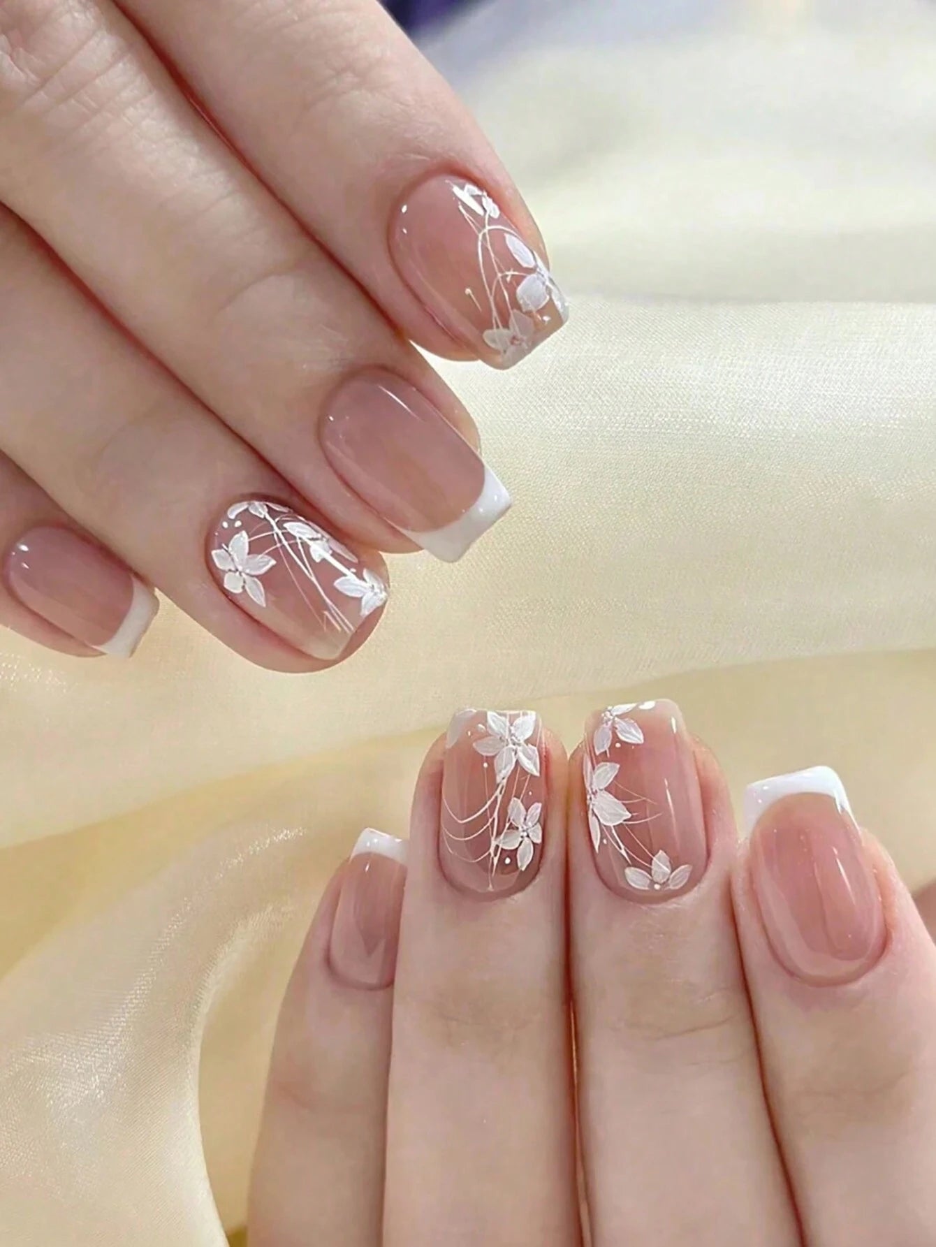 18544 1b-067 Uñas diseño de flor 24 Pzas