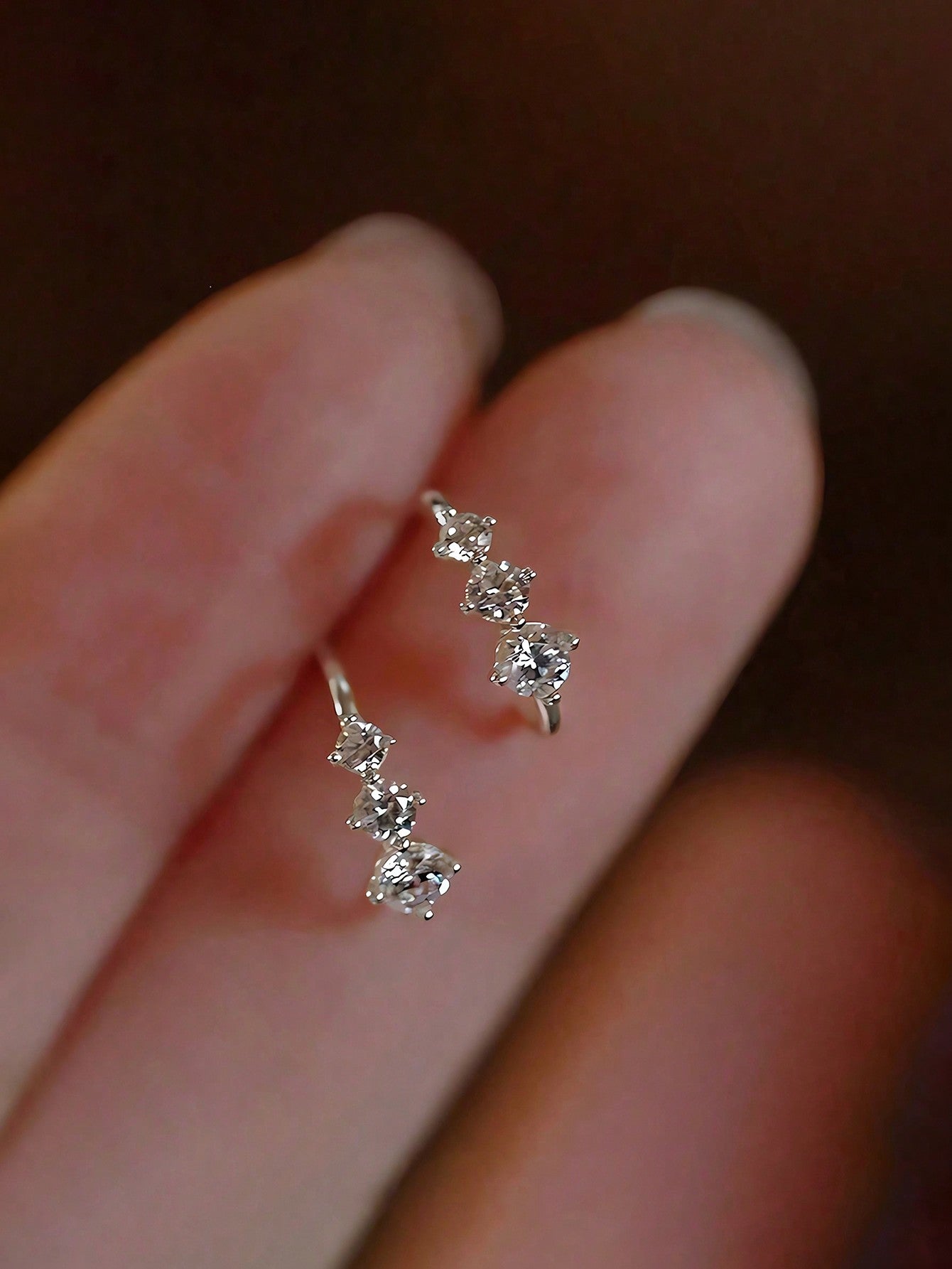 17537 1b-028 Aretes de plata esterlina chapada en oro 2 Pzas
