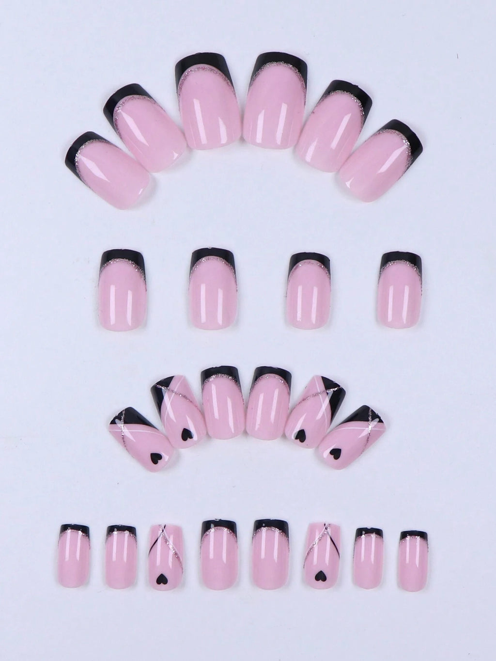 18541 1b-173 Uñas postizas cuadradas cortas 24 Pzas