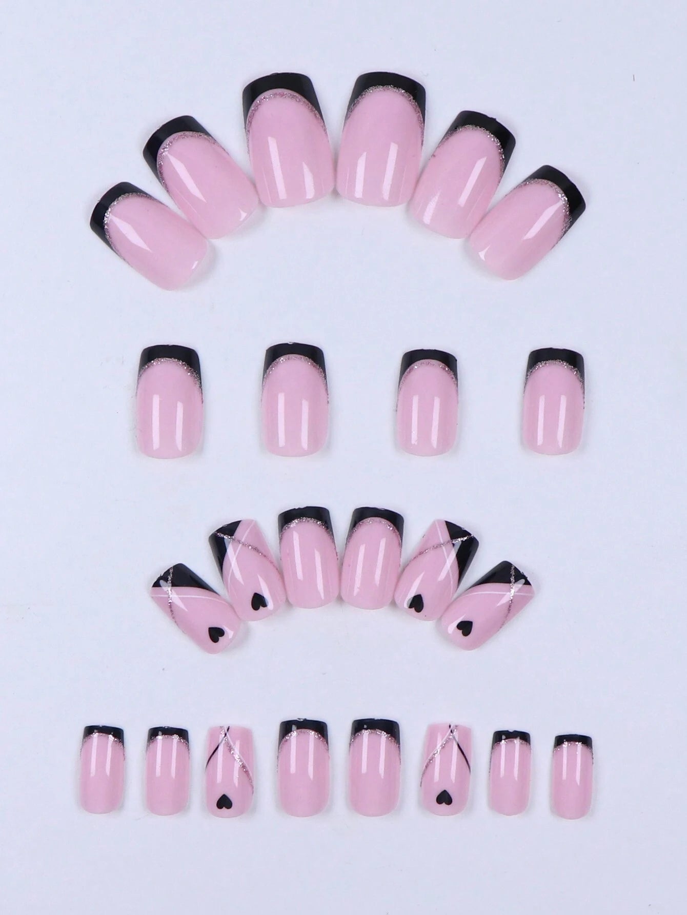 18541 1b-173 Uñas postizas cuadradas cortas 24 Pzas