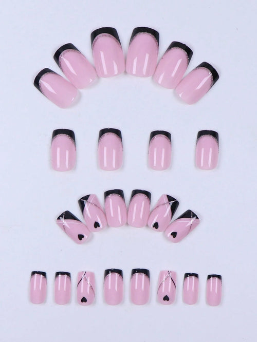 18541 1b-173 Uñas postizas cuadradas cortas 24 Pzas