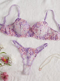 19299 ID-263 Conjunto de lencería floral de malla 2 Pzas