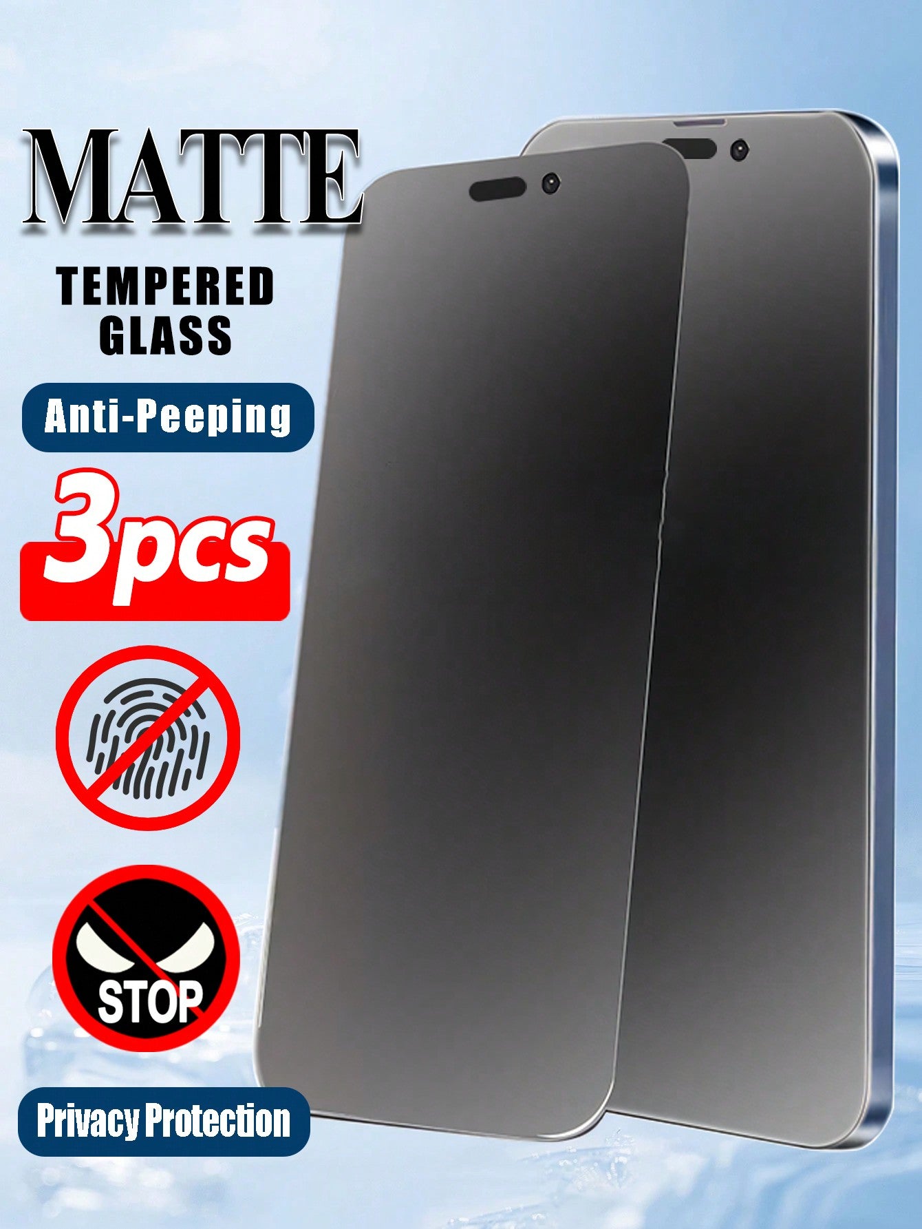 17428 2t-ProPa Protectores de pantalla de vidrio templado mate anti-espionaje 3 Pzas