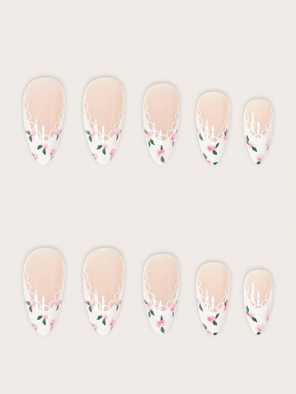 18527 1b-067 Uñas postizas de almendra y forma cuadrada 24 Pzas