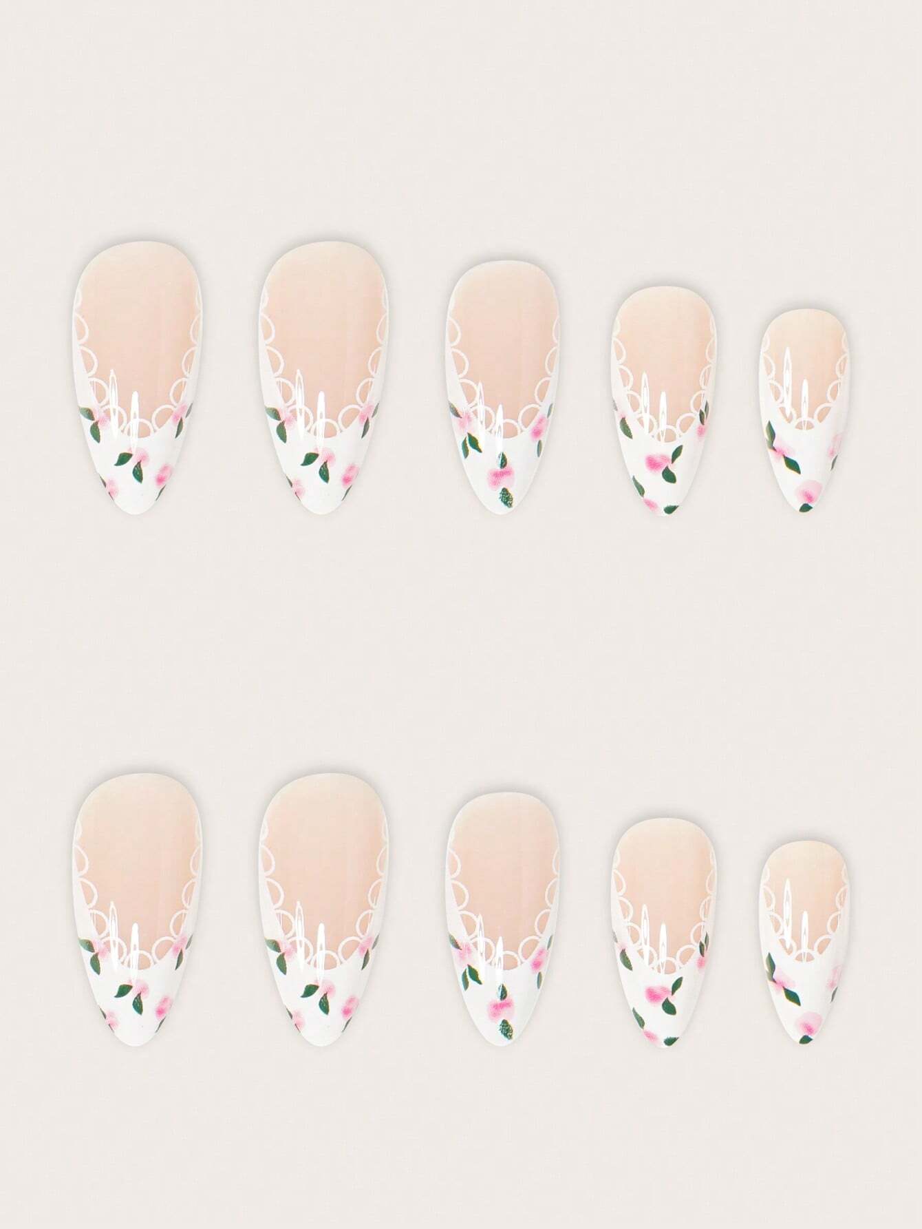 18527 1b-067 Uñas postizas de almendra y forma cuadrada 24 Pzas