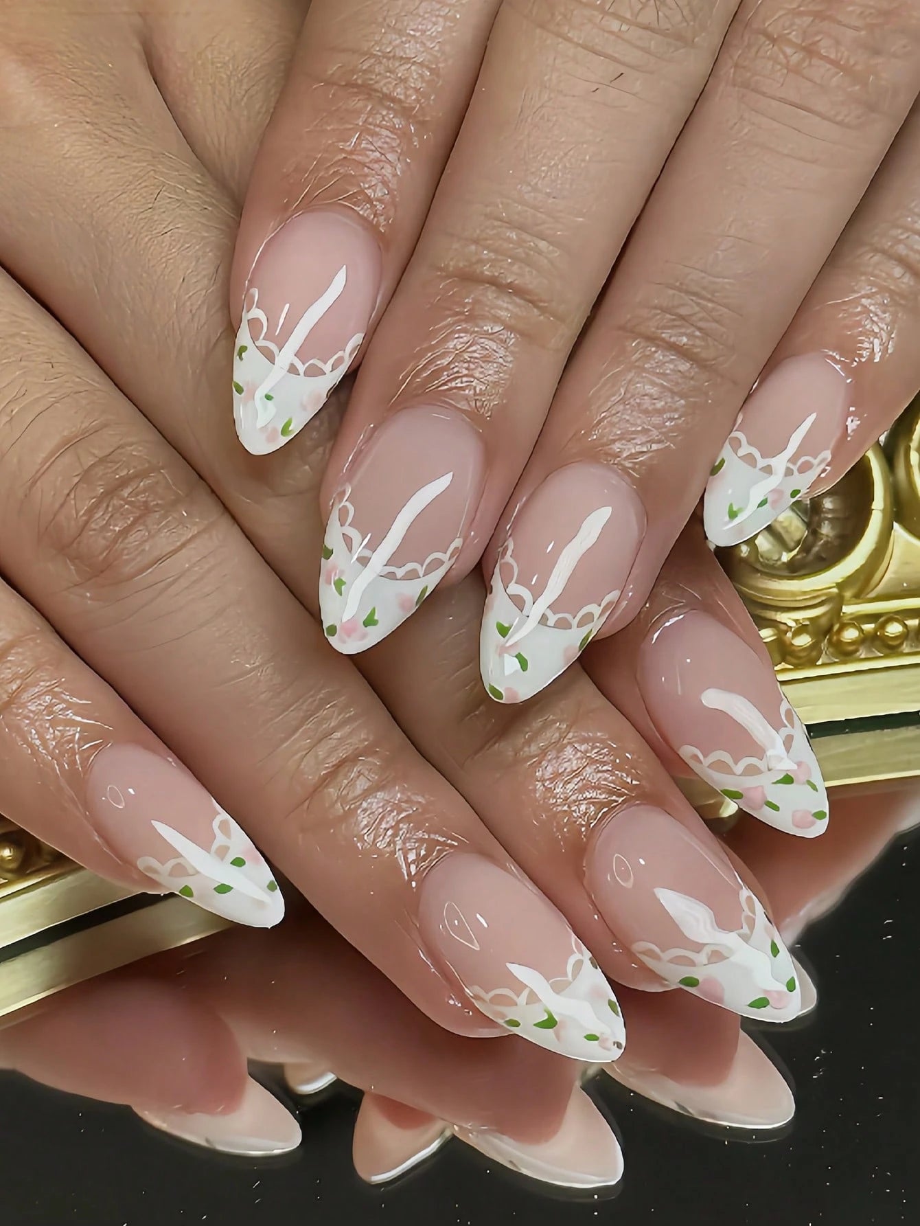 18527 1b-067 Uñas postizas de almendra y forma cuadrada 24 Pzas