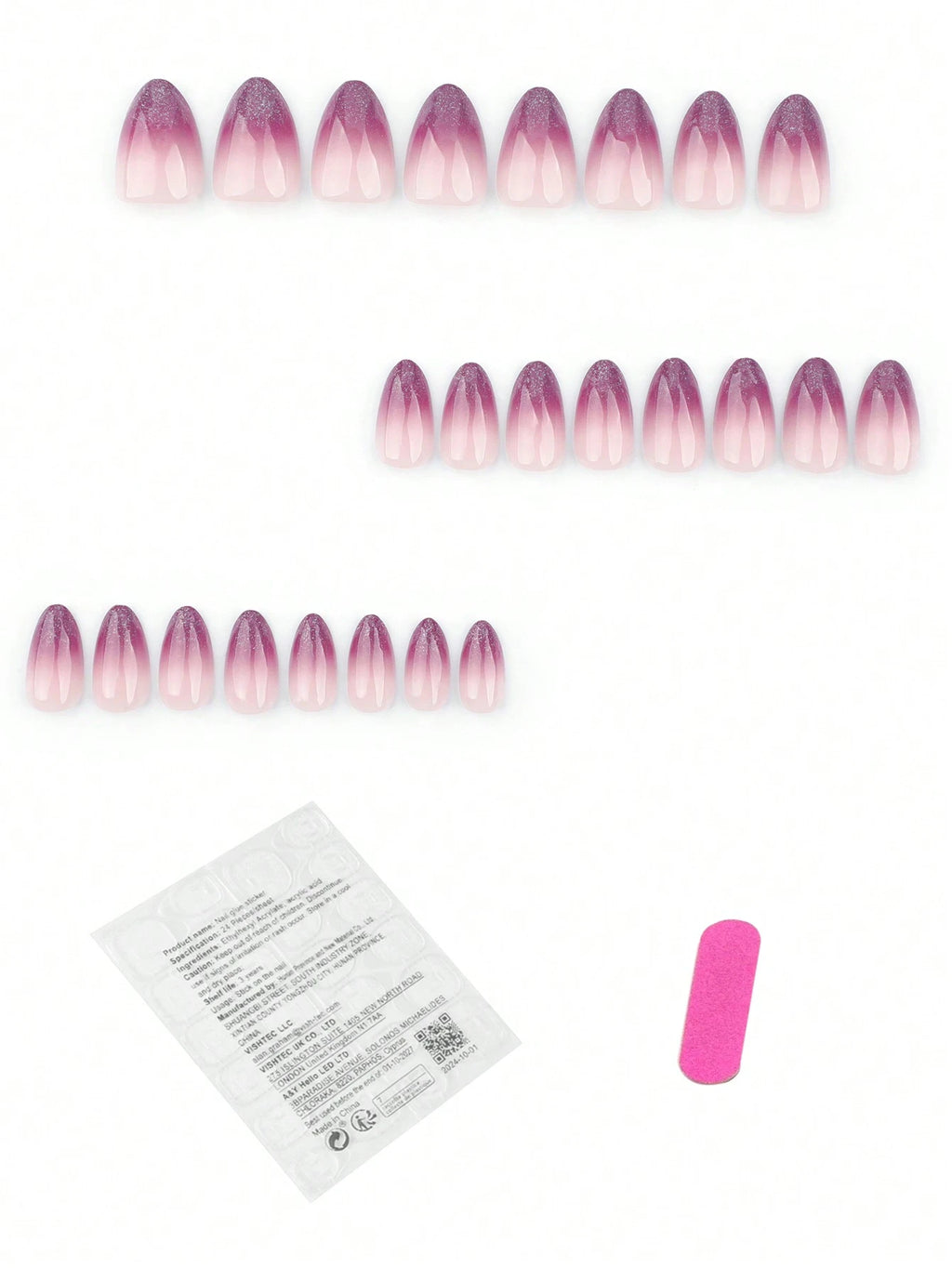 18536 1b-067 Uñas postizas con forma de almendra 24 Pzas
