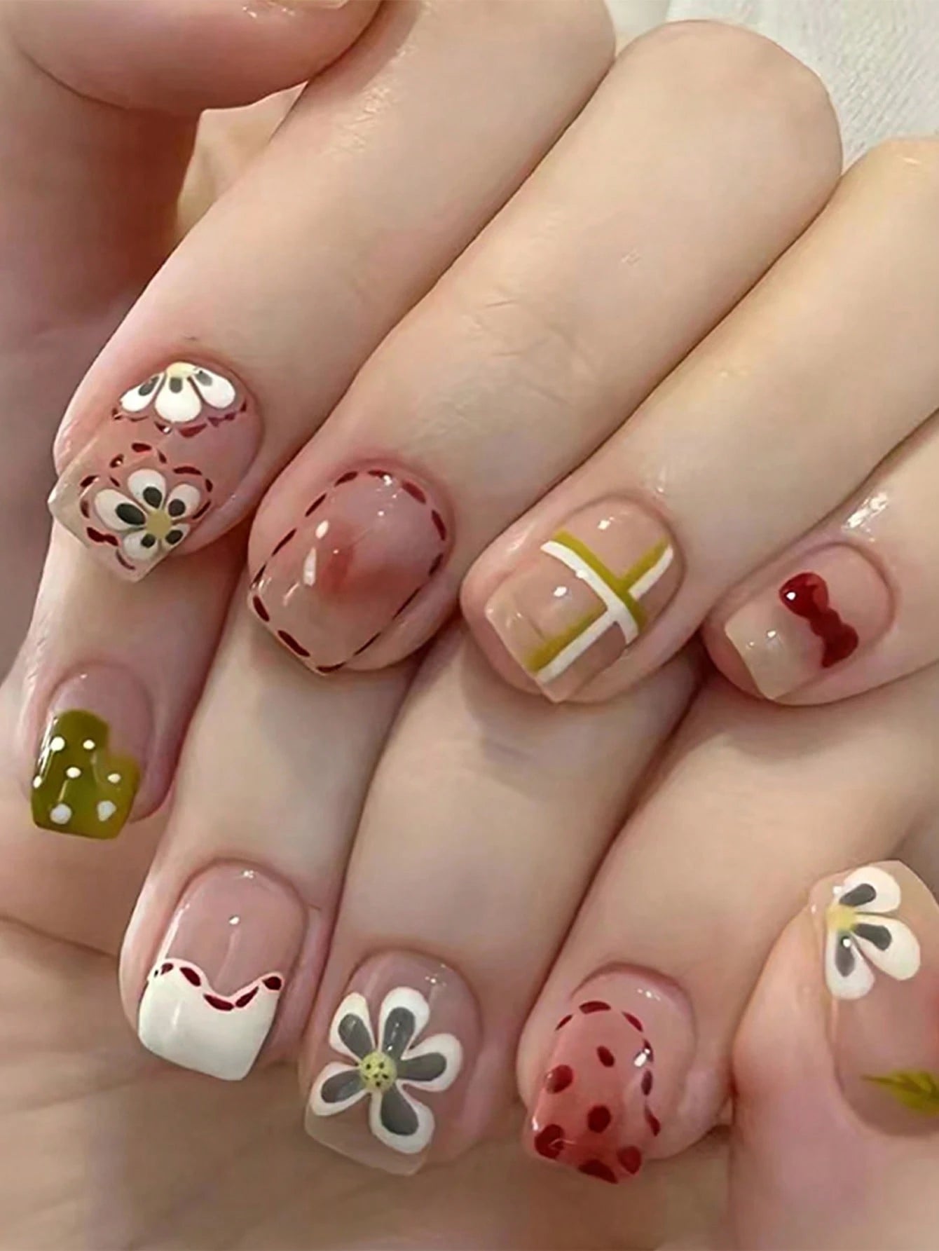 18559 1b-173 Uñas postizas diseño floral 1 Pza