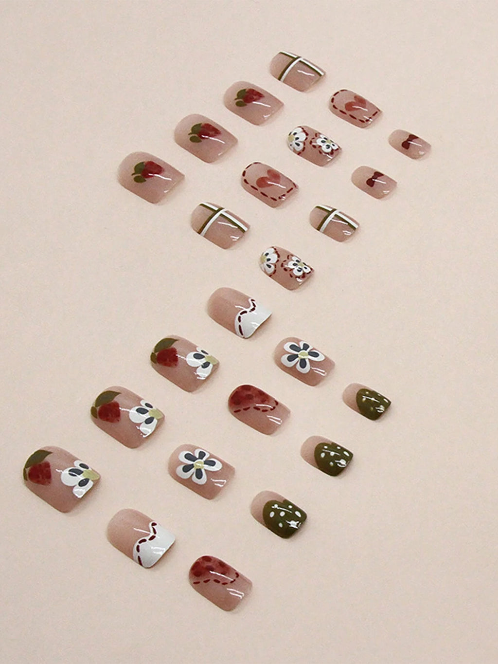 18559 1b-173 Uñas postizas diseño floral 1 Pza