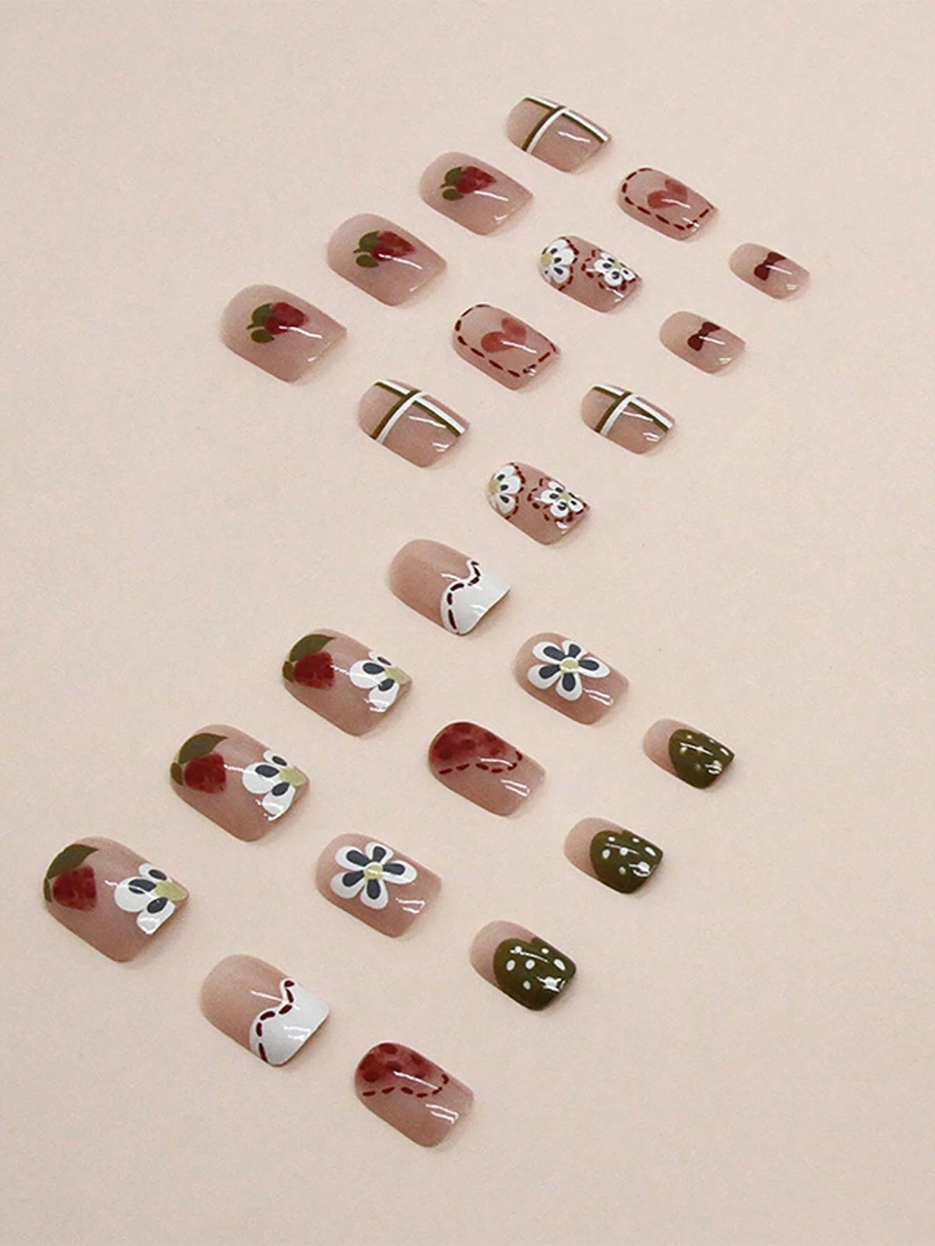 18559 1b-173 Uñas postizas diseño floral 1 Pza