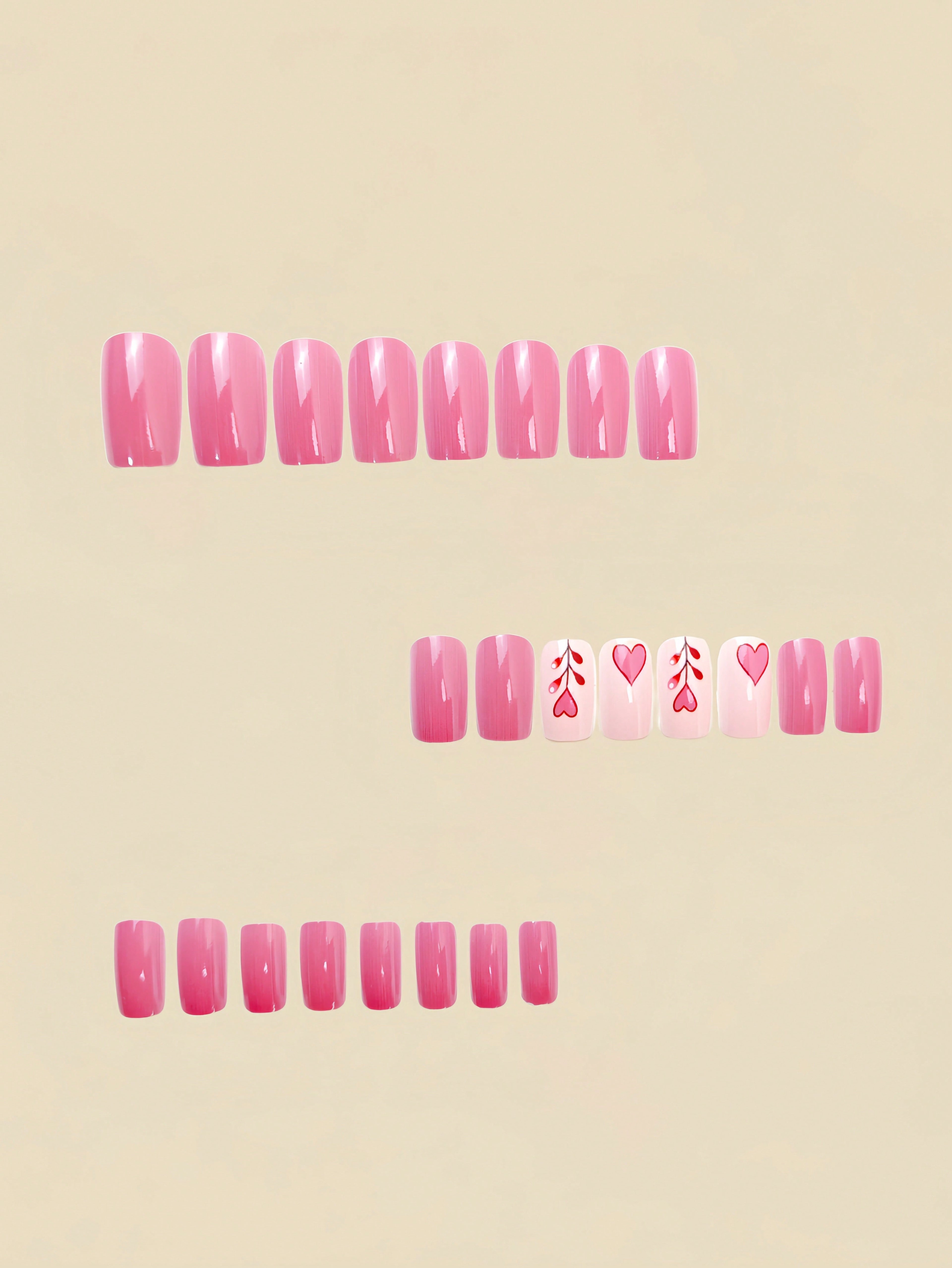 18555 1b-067 Uñas diseño corazón 24 Pzas