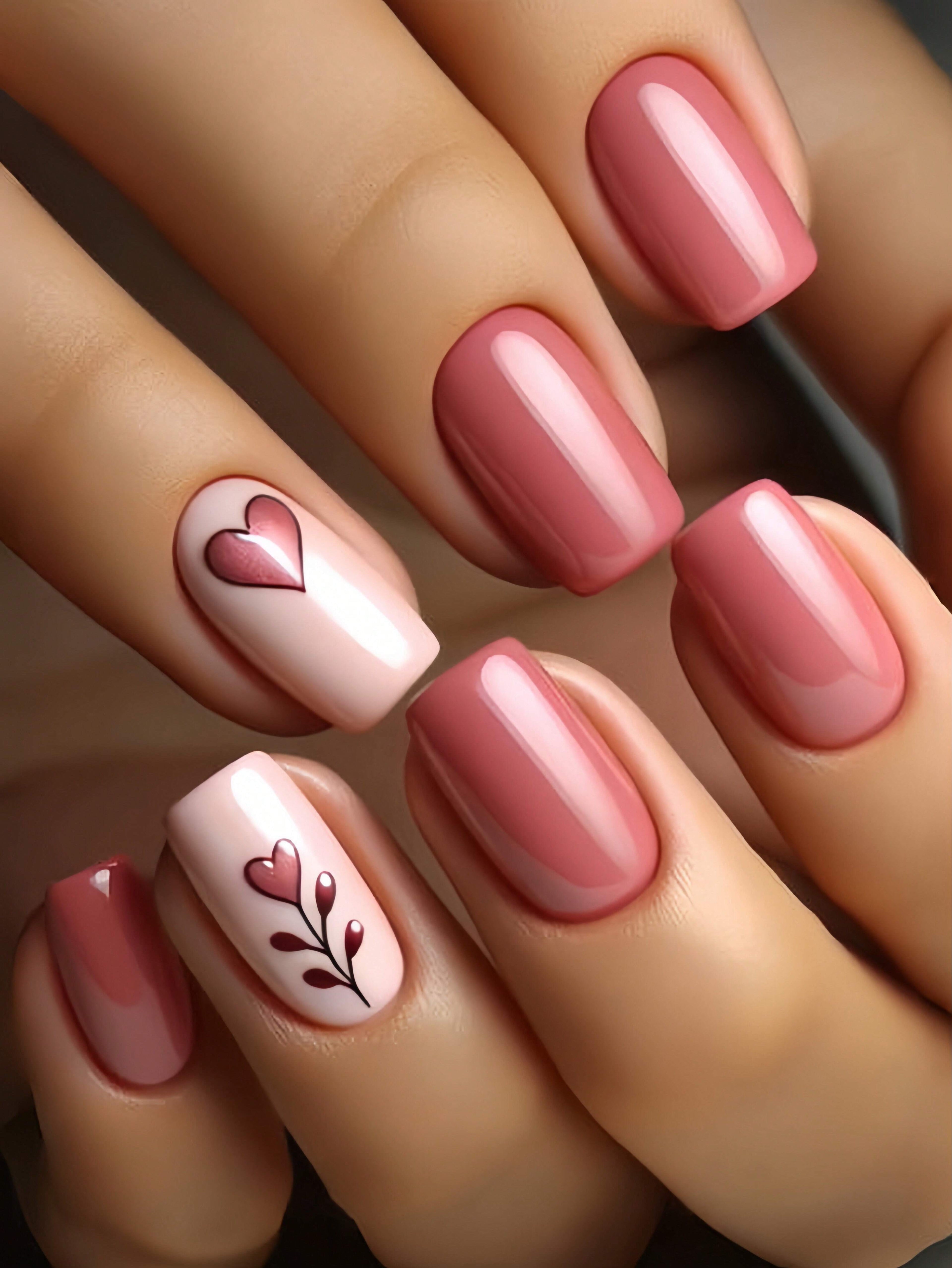 18555 1b-067 Uñas diseño corazón 24 Pzas