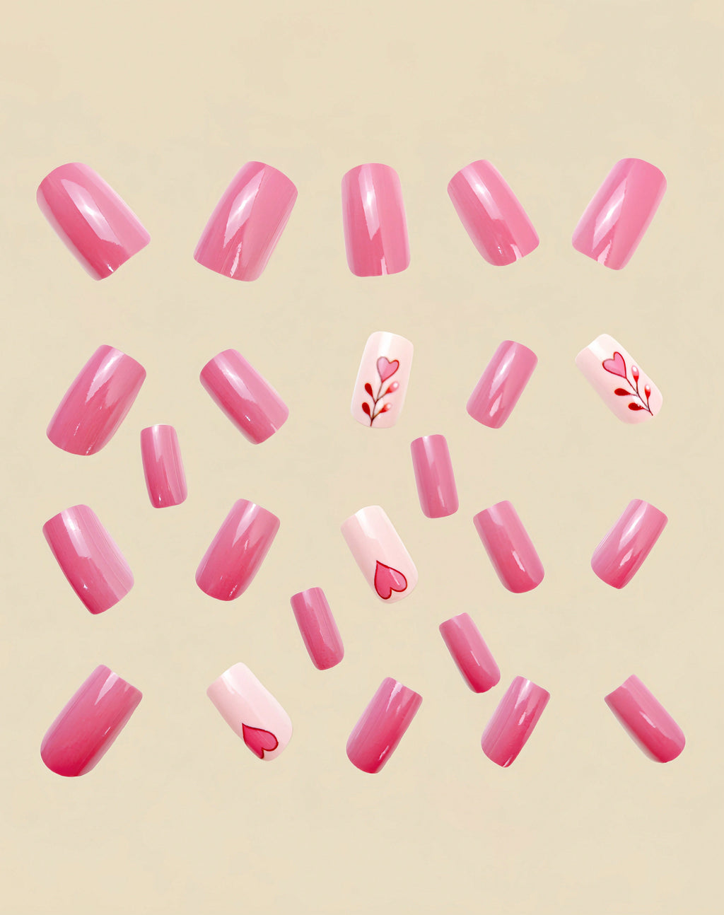 18555 1b-067 Uñas diseño corazón 24 Pzas