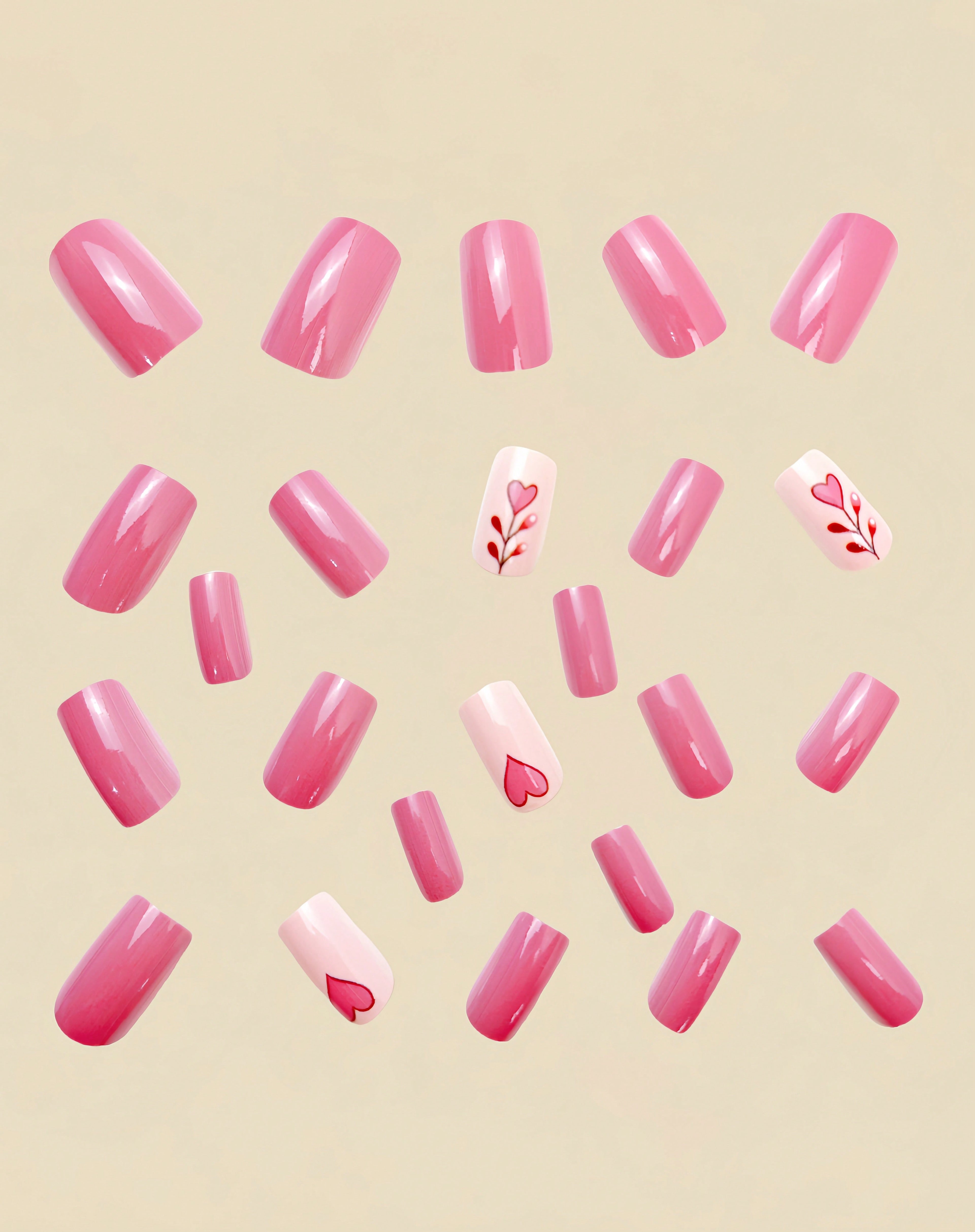 18555 1b-067 Uñas diseño corazón 24 Pzas