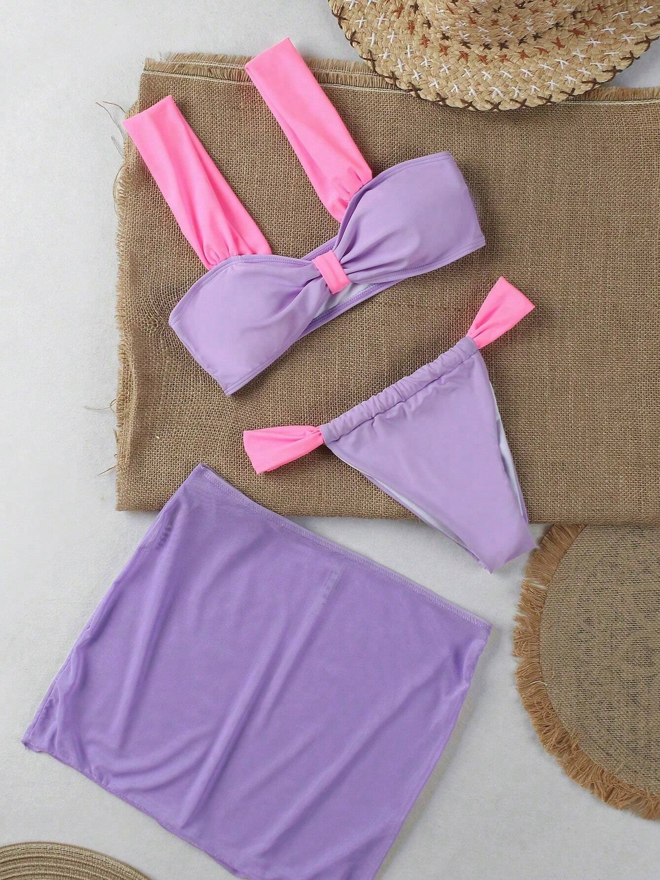 19907 1a-082 Bikini de unicolor y estilo sexy - Estilo europeo y americano para el verano 3PZS