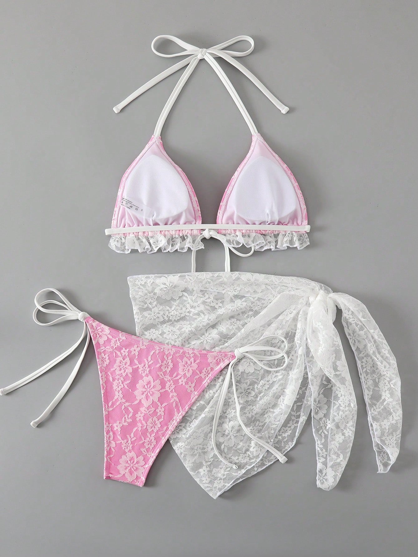 19901 1a-082 Traje de baño para mujer con tirantes de encaje 3PZS