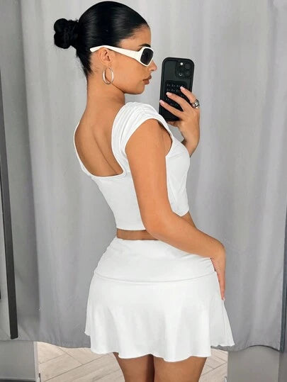 19009 1a-090 Falda blanca de cintura baja 1 Pza