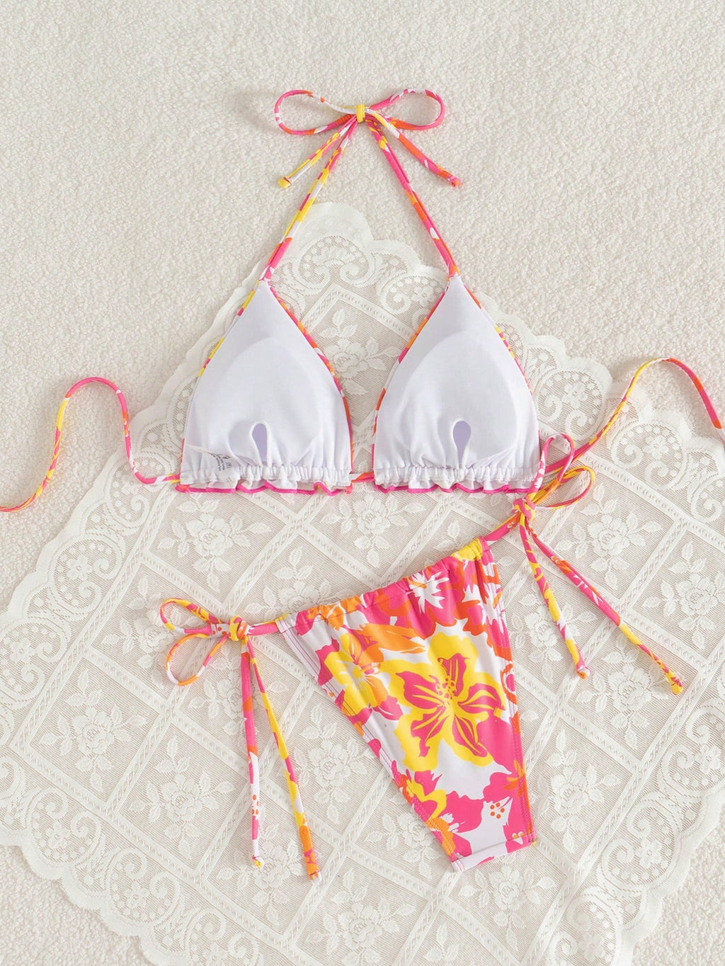 19518 id-117 Bikini Triangular Floreado 2 Pzas