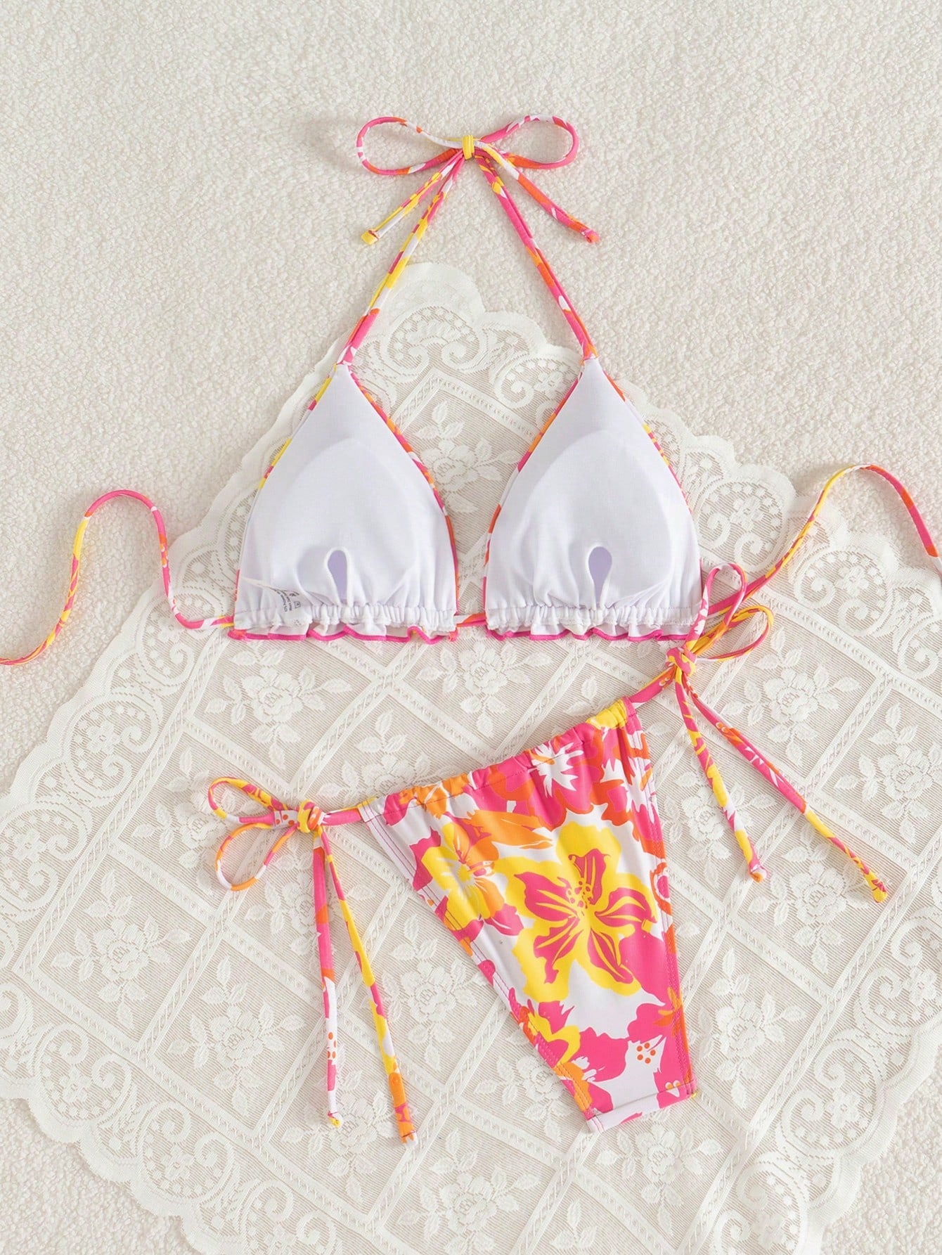 19518 id-117 Bikini Triangular Floreado 2 Pzas