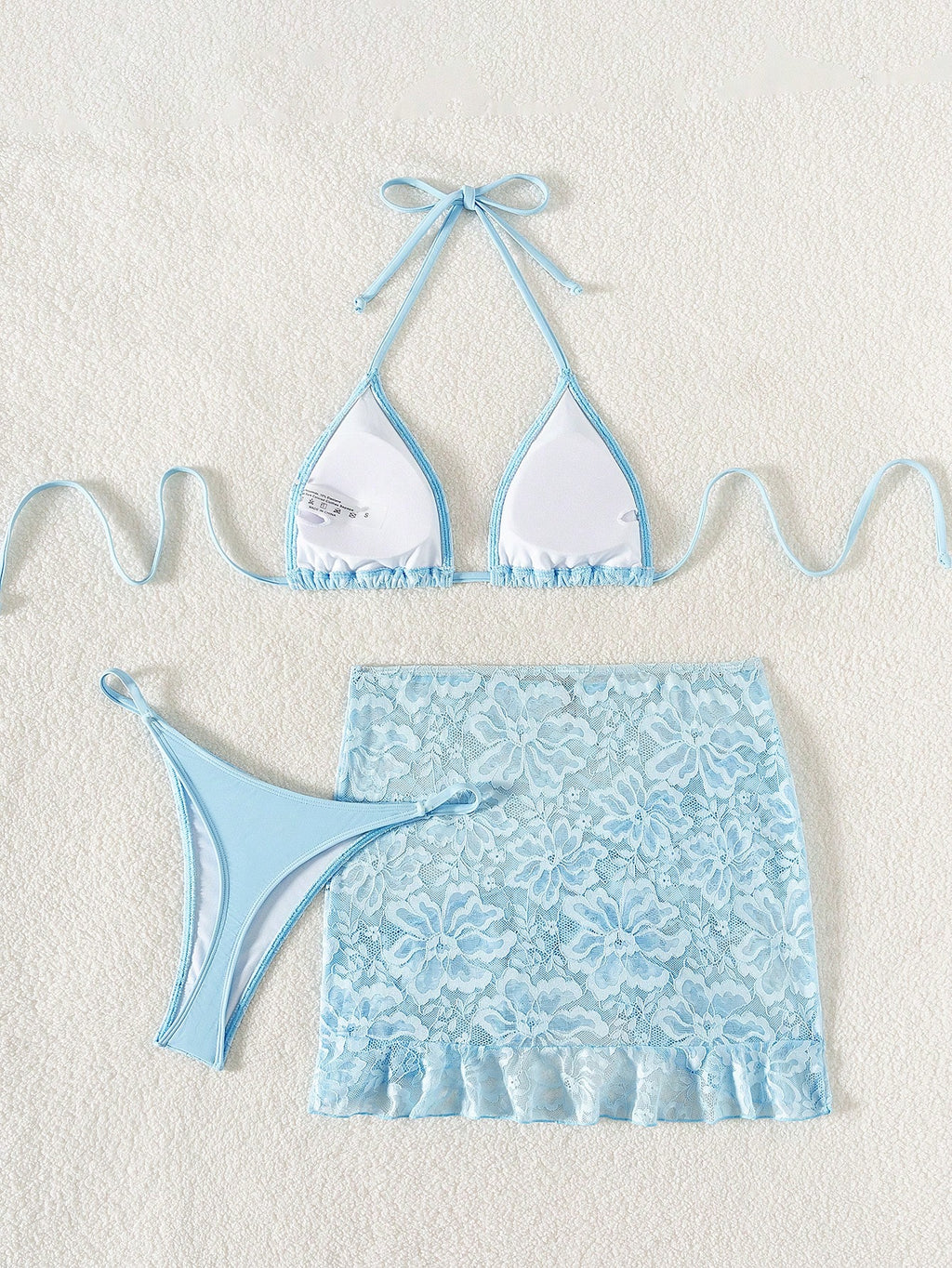 19899 1a-128 Bikini bohemio sexy y elegante con vestido de cubierta con volantes 3Pzs