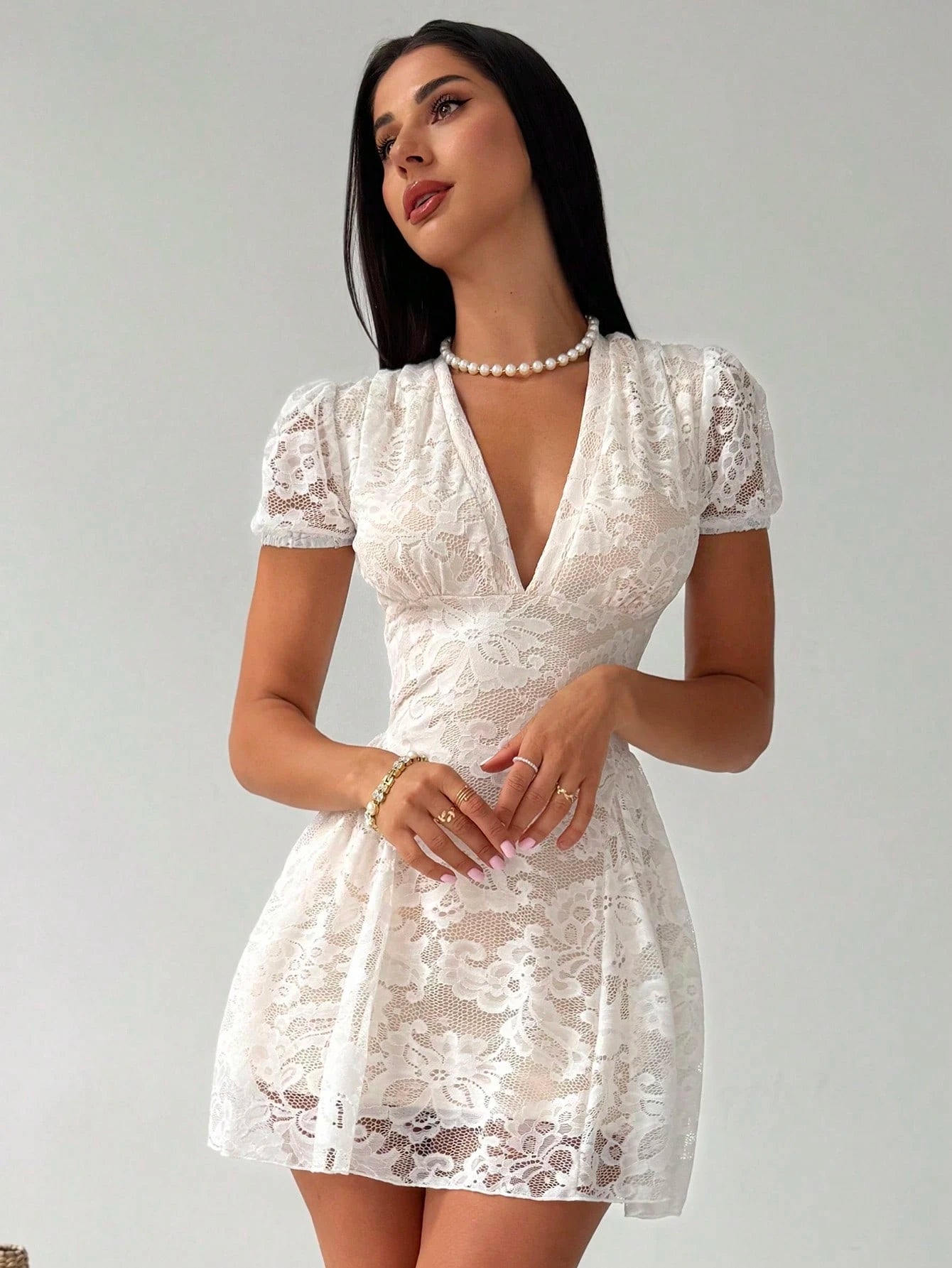 19305 1a-007 Vestido elegante con cuello en V 1 Pza