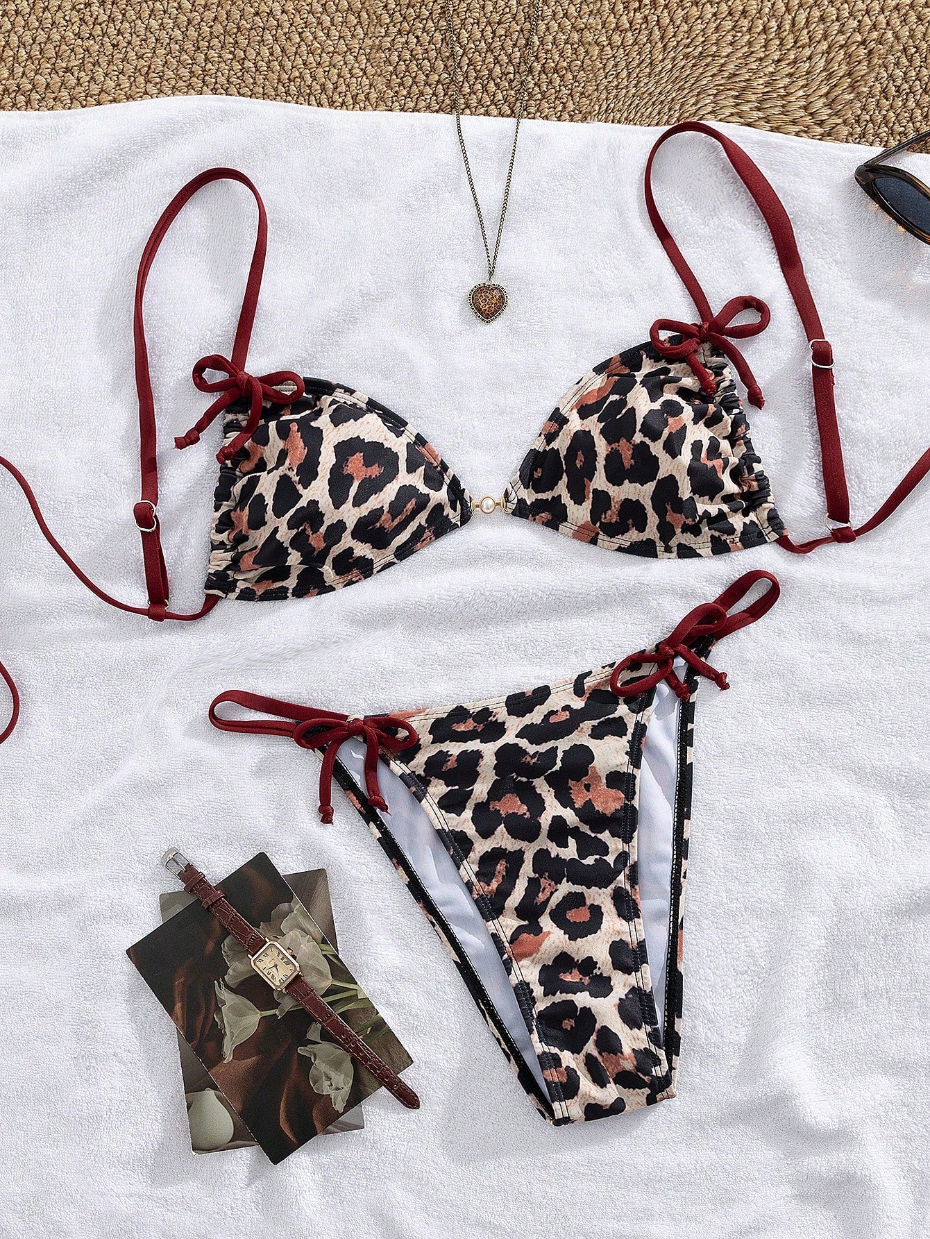 19522 1a-028 Bikini Triangular Leopardo 2 Pzas