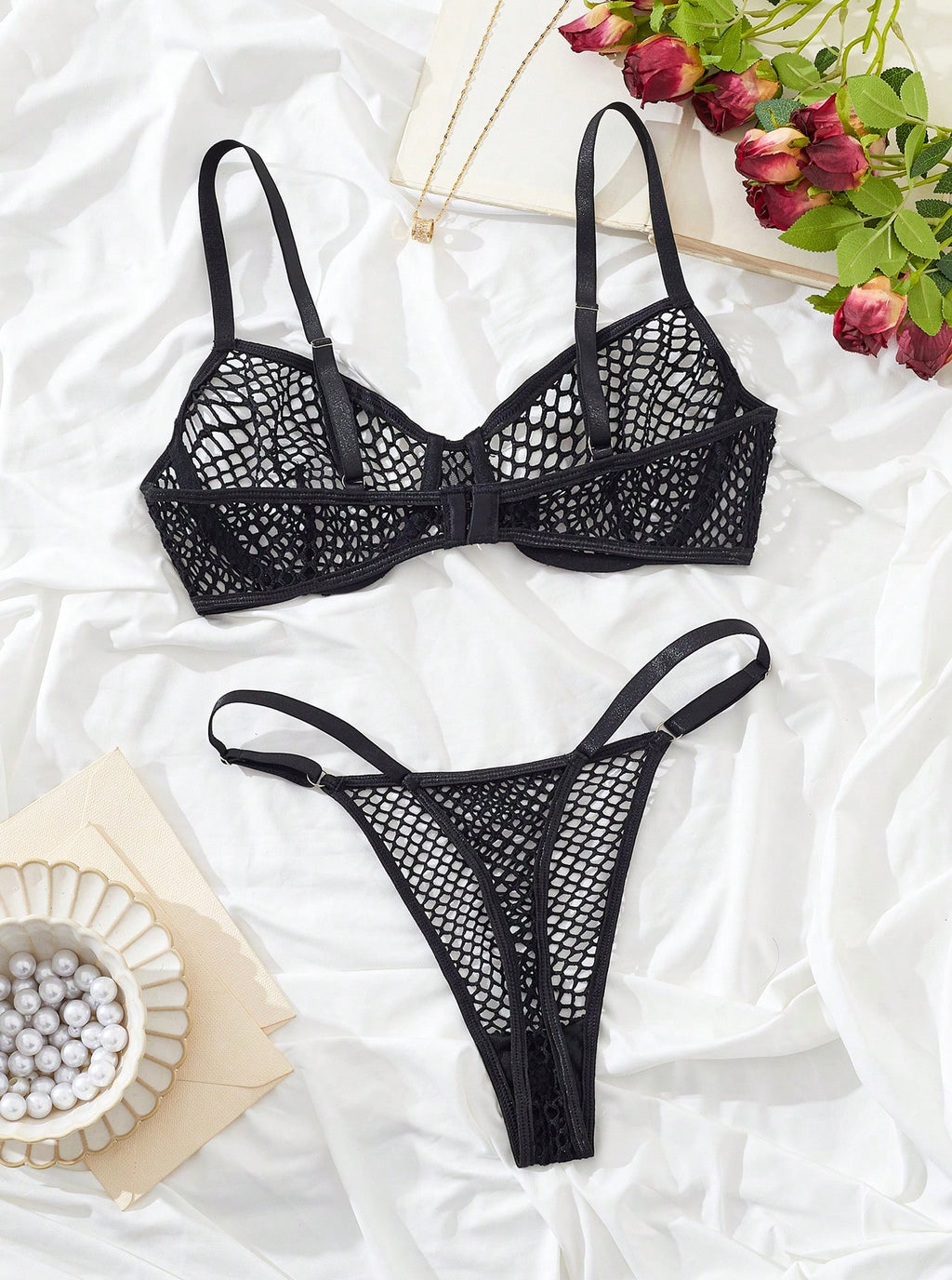 19700 ID-015 Conjunto Lencería Malla 2 Pzas