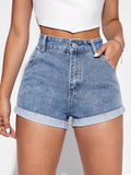 19279 1a-018 Shorts en mezclilla bajo de doblez 1 Pza