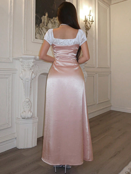 19445 1t-007 Vestido sin hombros con mangas abullonadas 1 Pza