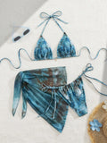 19885 1a-122 Bikini sexy para mujer con estampado de mariposas 3Pzs