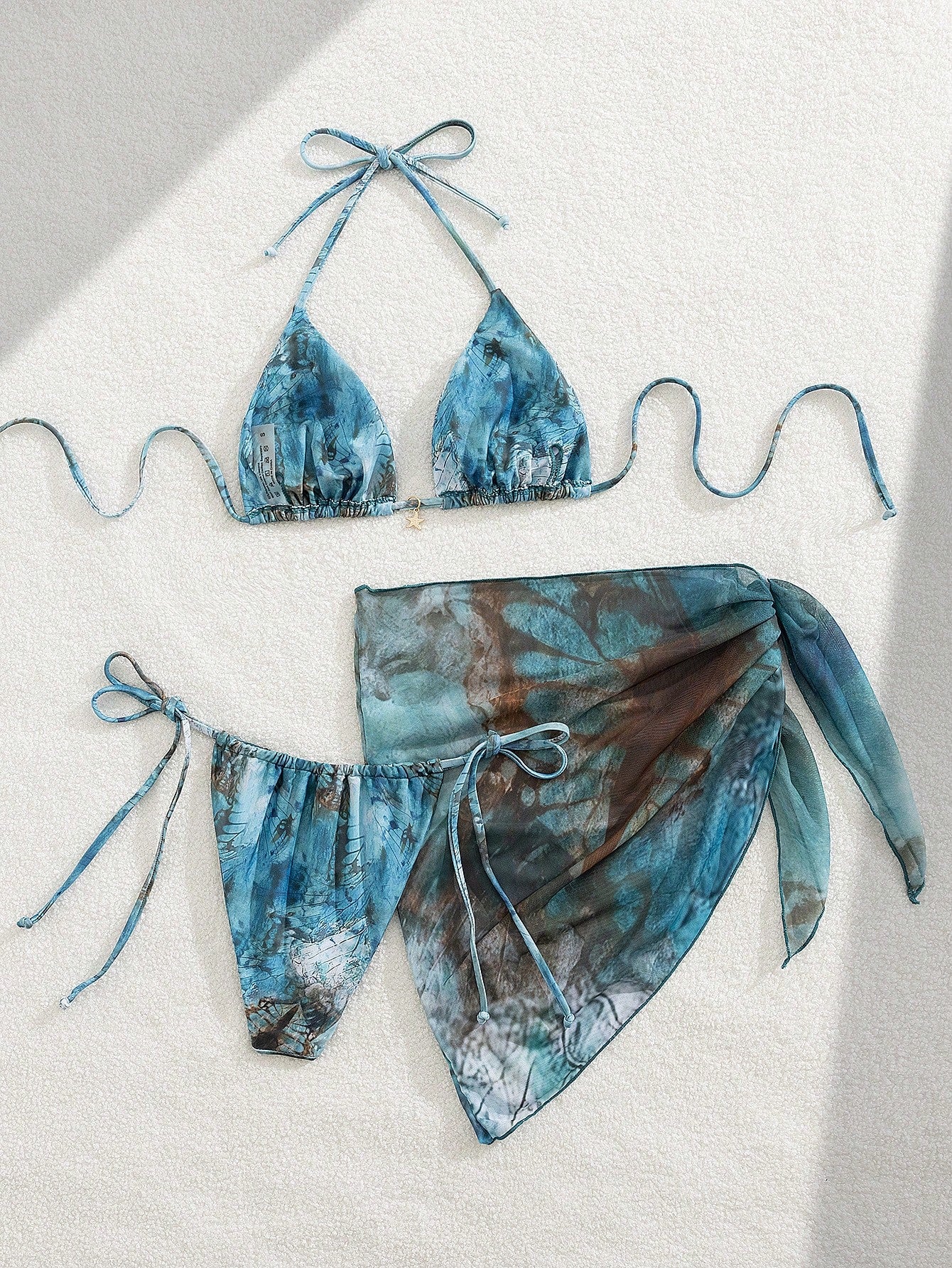 19885 1a-122 Bikini sexy para mujer con estampado de mariposas 3Pzs