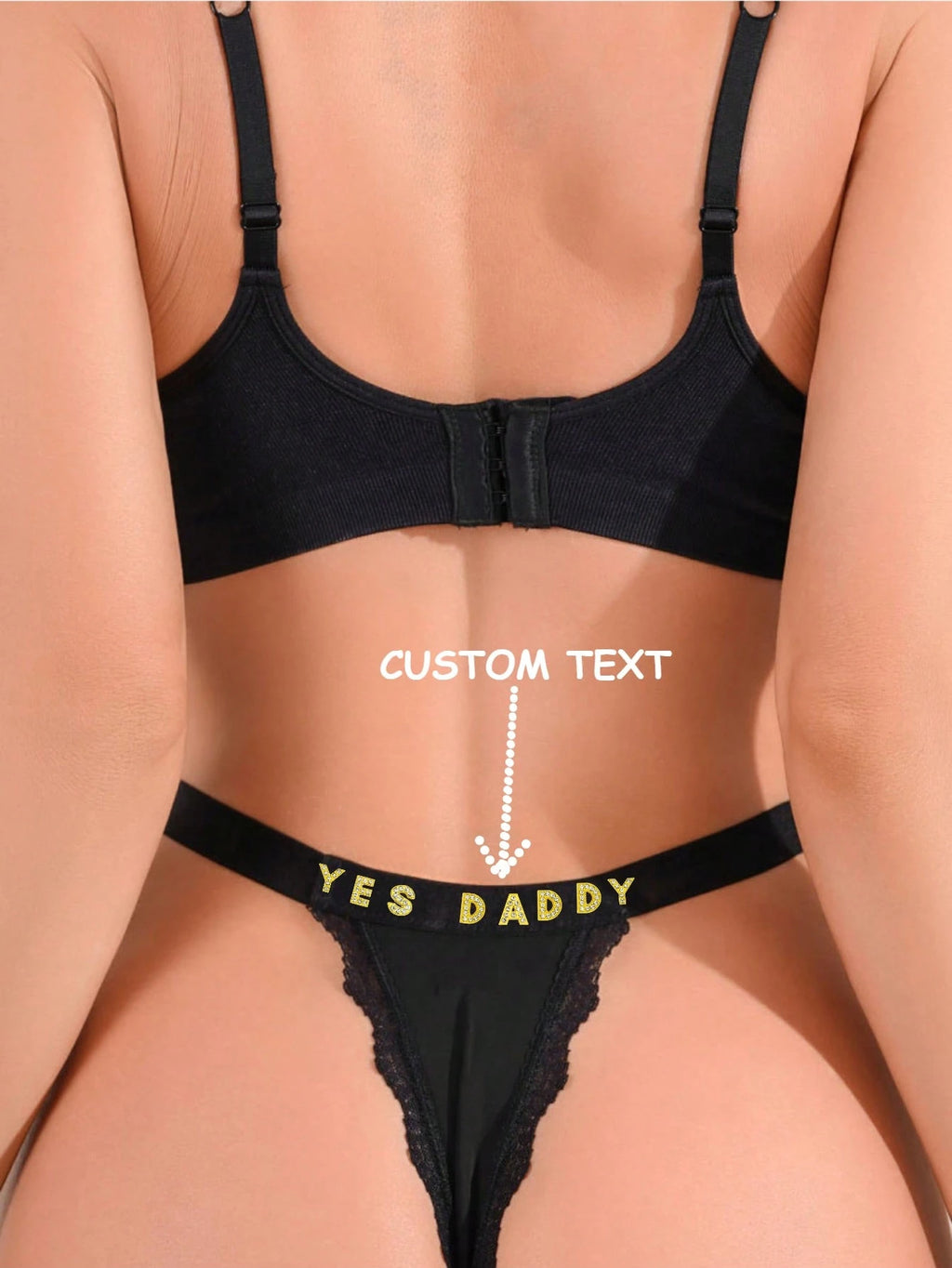 19943 1a-018 Calzones tipo tanga con estampado personalizado de letra de cristal