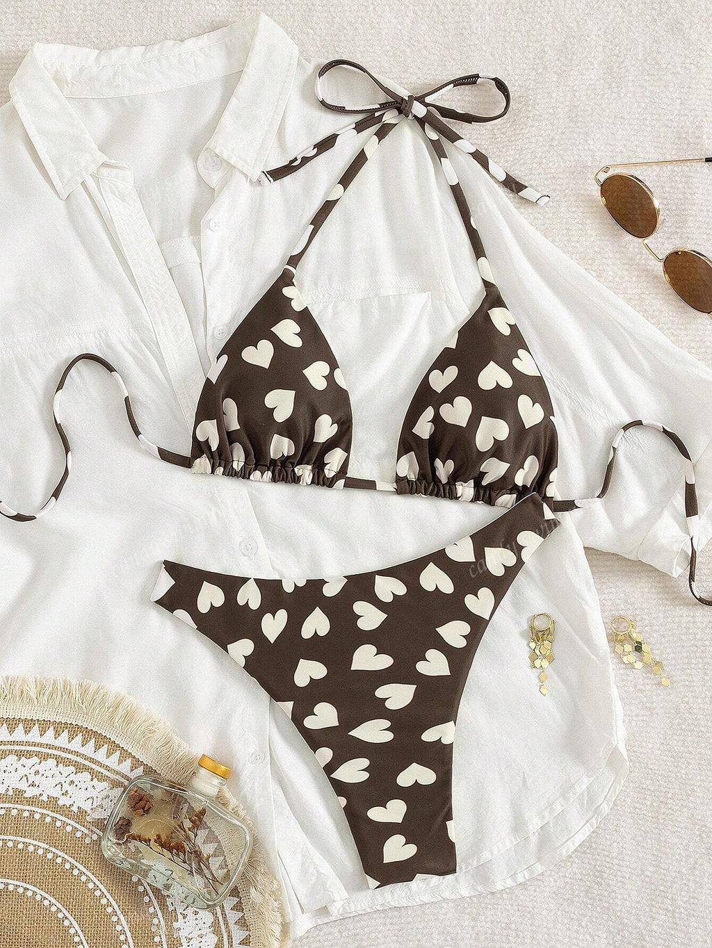 19781 1a-106 Bikini con estampado de lunares a todo el Body y atar en la espalda 2Pzs