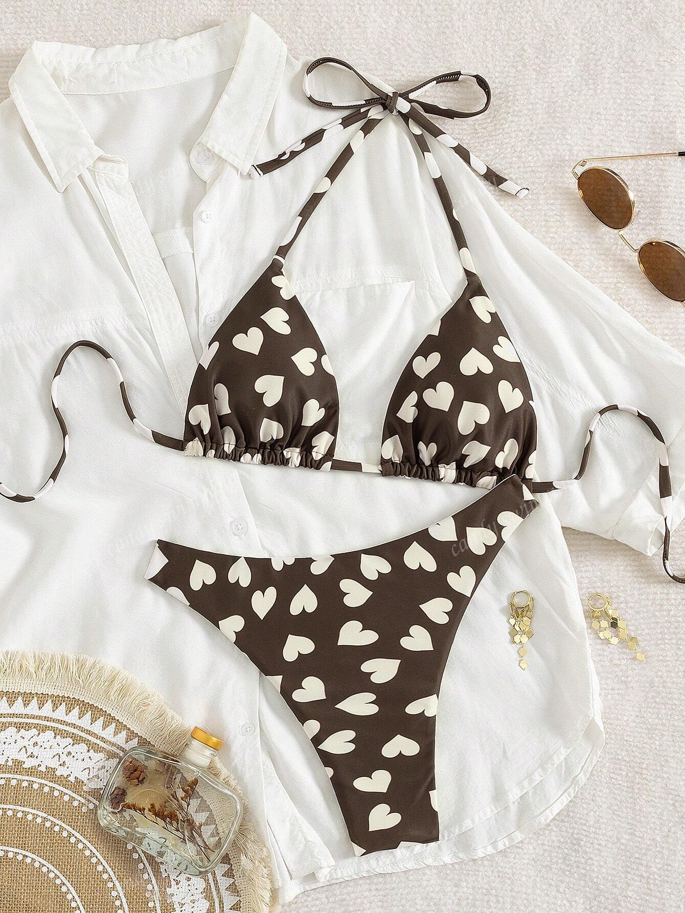 19781 1a-106 Bikini con estampado de lunares a todo el Body y atar en la espalda 2Pzs