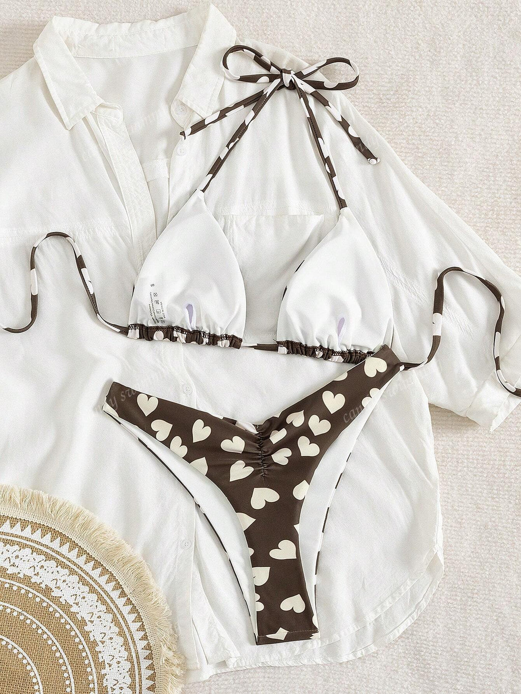 19781 1a-106 Bikini con estampado de lunares a todo el Body y atar en la espalda 2Pzs