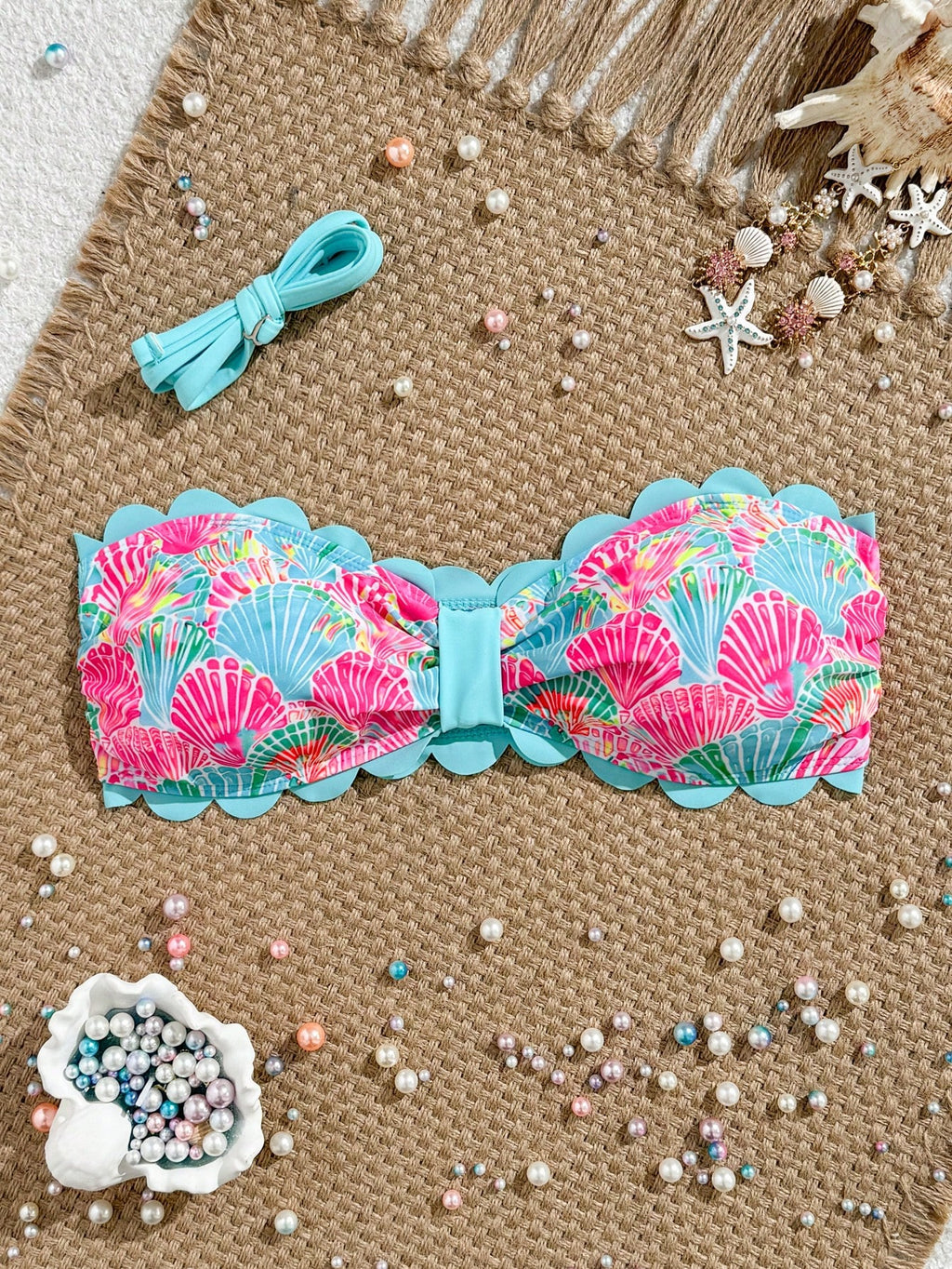 19953 1a-009 Top de bikini con estampado aleatorio