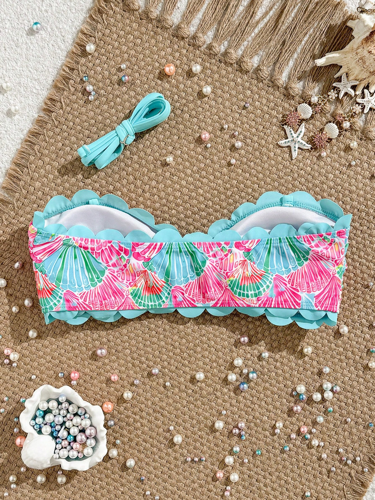 19953 1a-009 Top de bikini con estampado aleatorio