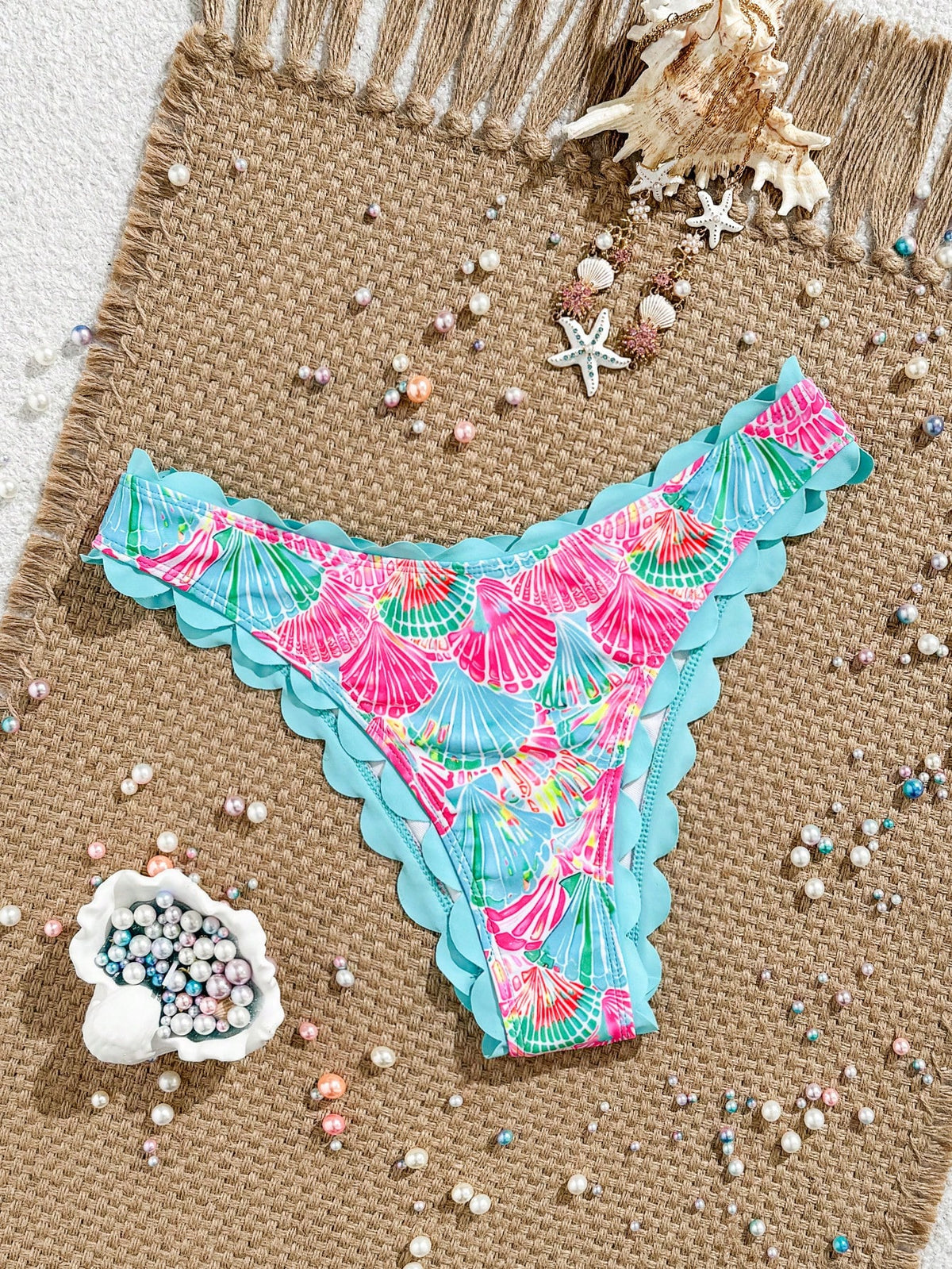 19954 1a-009 Traje de baño inferior casual para mujer con estampado aleatorio