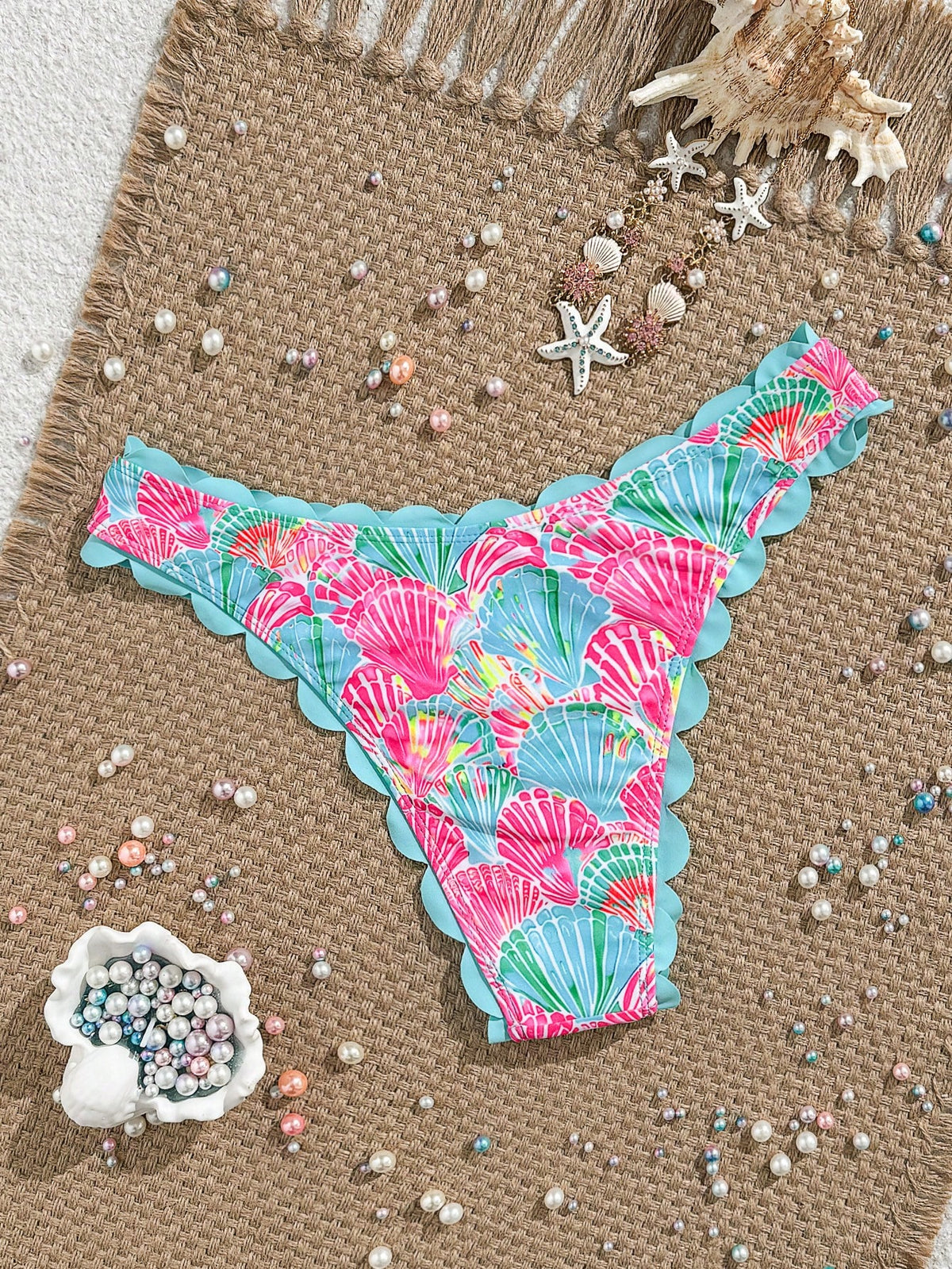 19954 1a-009 Traje de baño inferior casual para mujer con estampado aleatorio