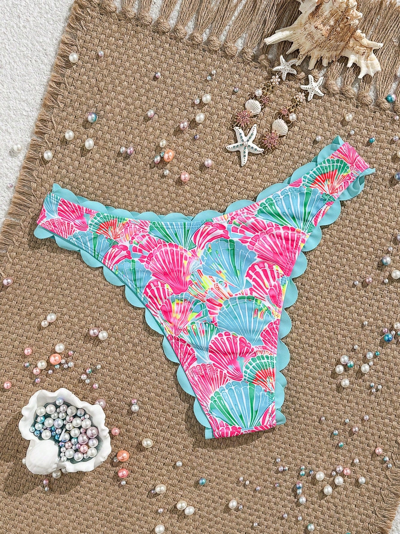 19954 1a-009 Traje de baño inferior casual para mujer con estampado aleatorio