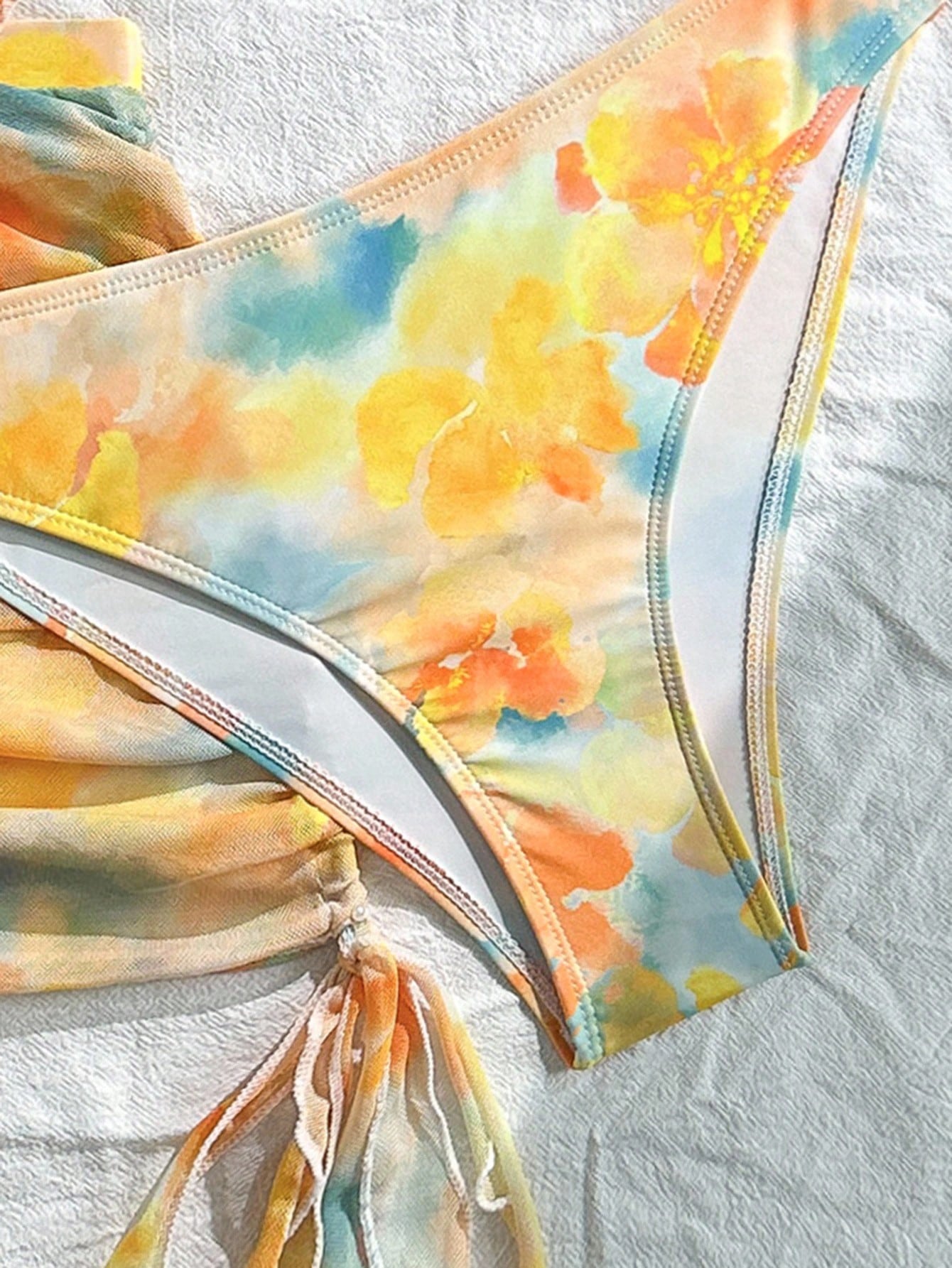 19905 1a-128 Traje de baño de una pieza con volantes y estampado floral de estilo rural 3Pzs