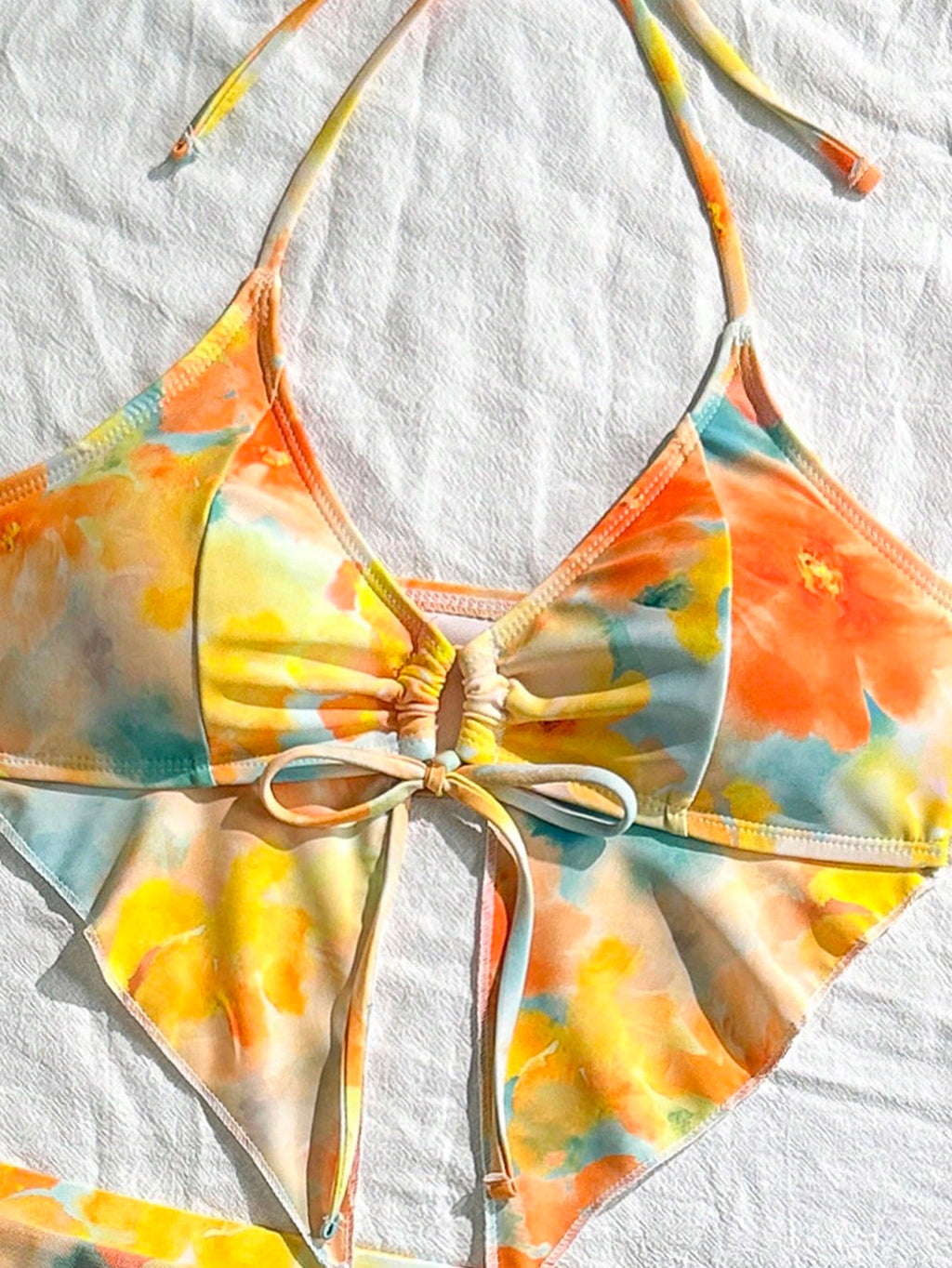 19905 1a-128 Traje de baño de una pieza con volantes y estampado floral de estilo rural 3Pzs