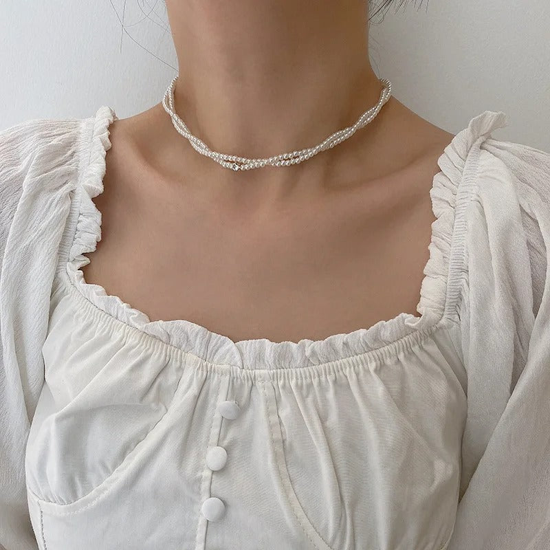 17238 1b-013 Collar de perlas doble capa 1 Pza