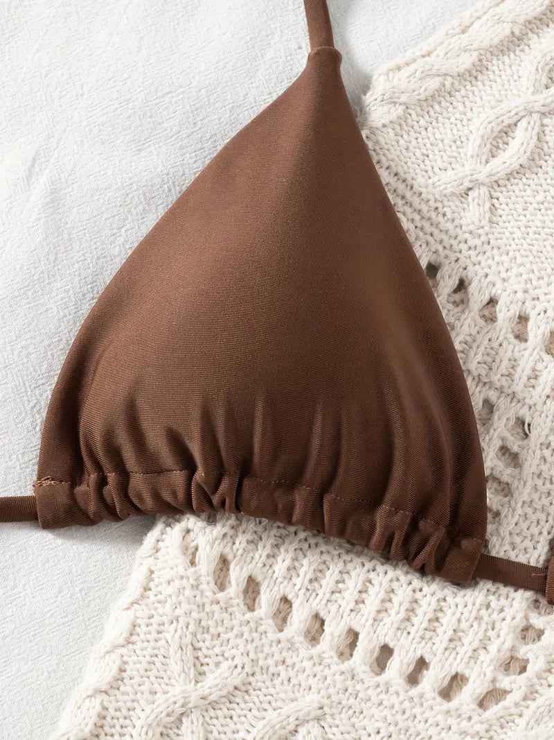 19871 1a-021 Bikini enterizo con tirantes al cuello y tanga 2Pzs