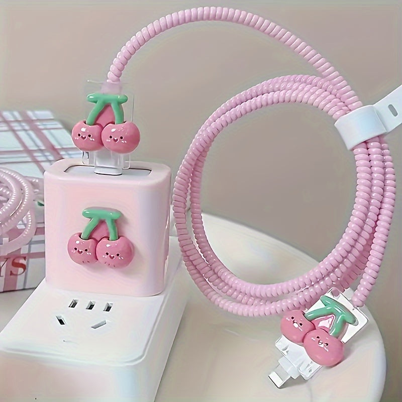 18376 2t-011 Conjunto de protectores de cargador diseño cereza 5 Pzas