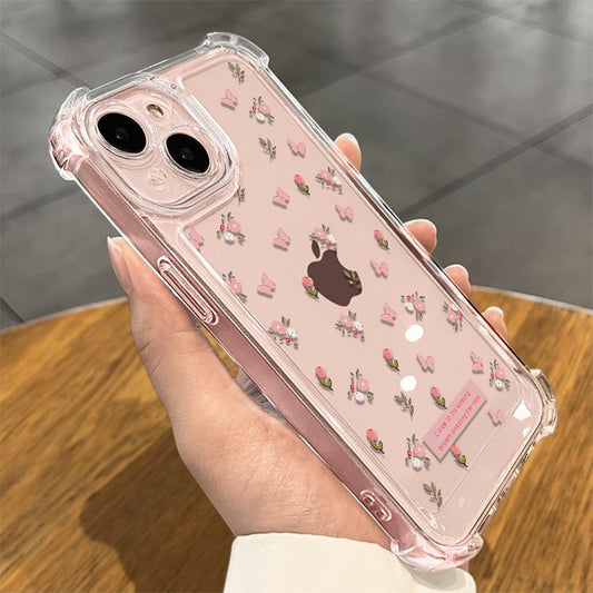 18306 1b-053 Funda Transparente Rosa con Patrón Floral 1 Pza