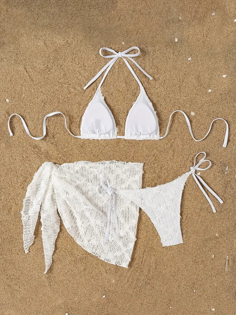 19875 1a-021 Bikini de malla sexy y ajustada 3Pzs